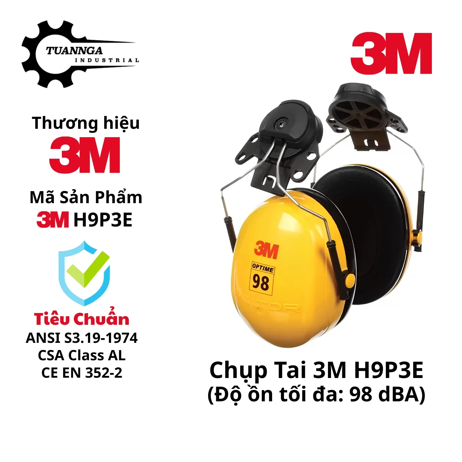 Chụp Tai Chống Ồn Gắn Nón 3M H9P3E (Optime 98)