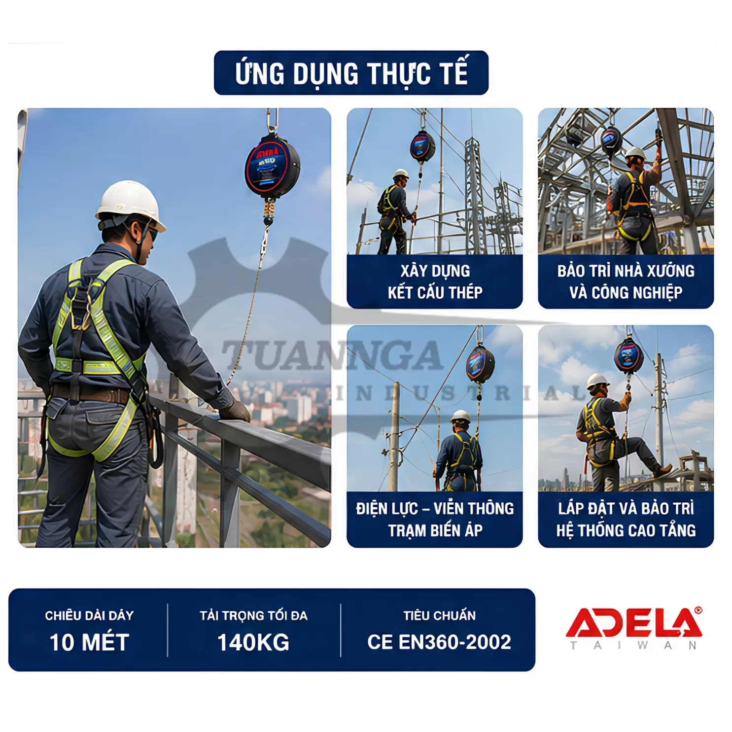 Cuộn Dây Cáp Hãm Tự Động ADELA RFA100 (Dài 10m)