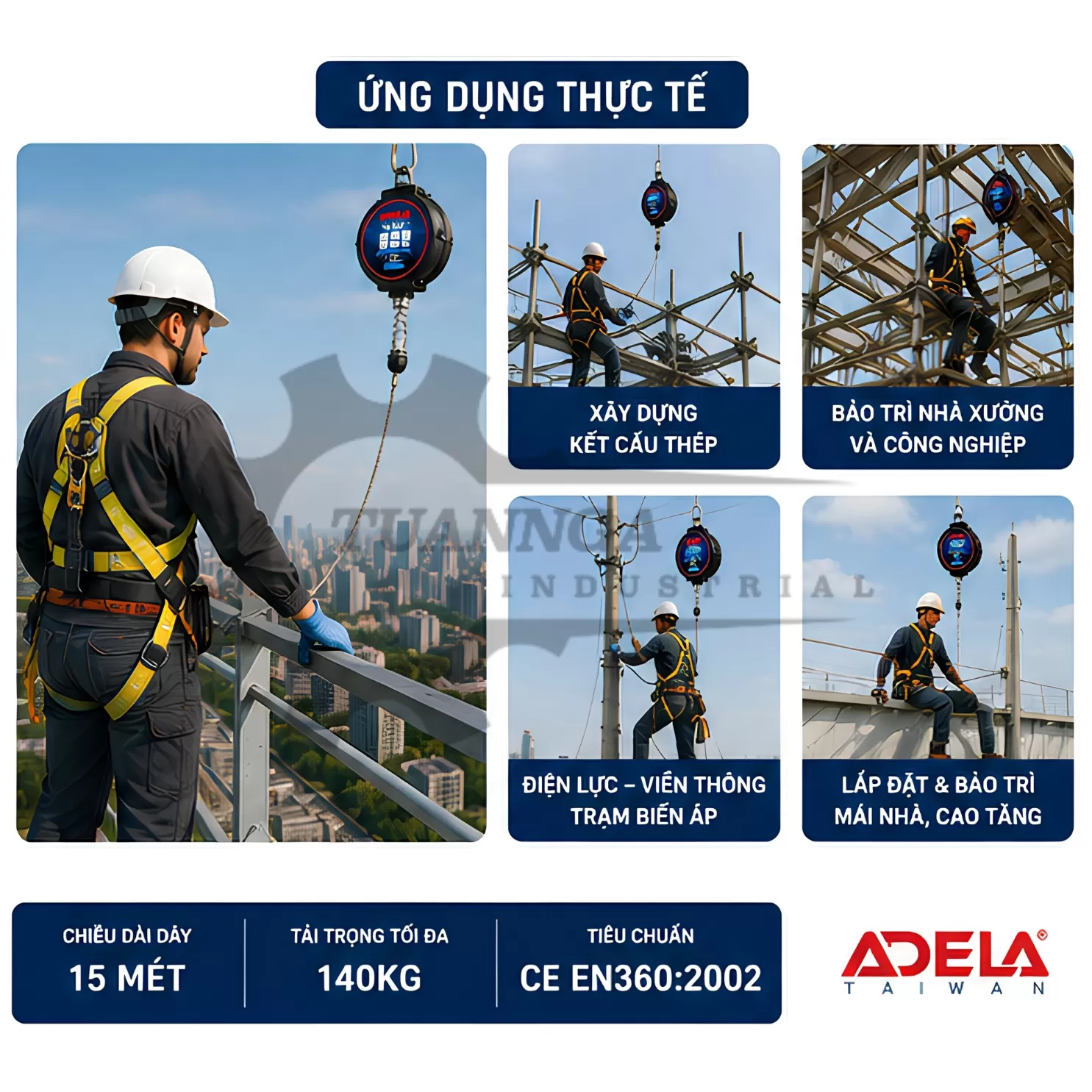Cuộn Dây Cáp Hãm Tự Động ADELA RFA150 (Dài 15m)