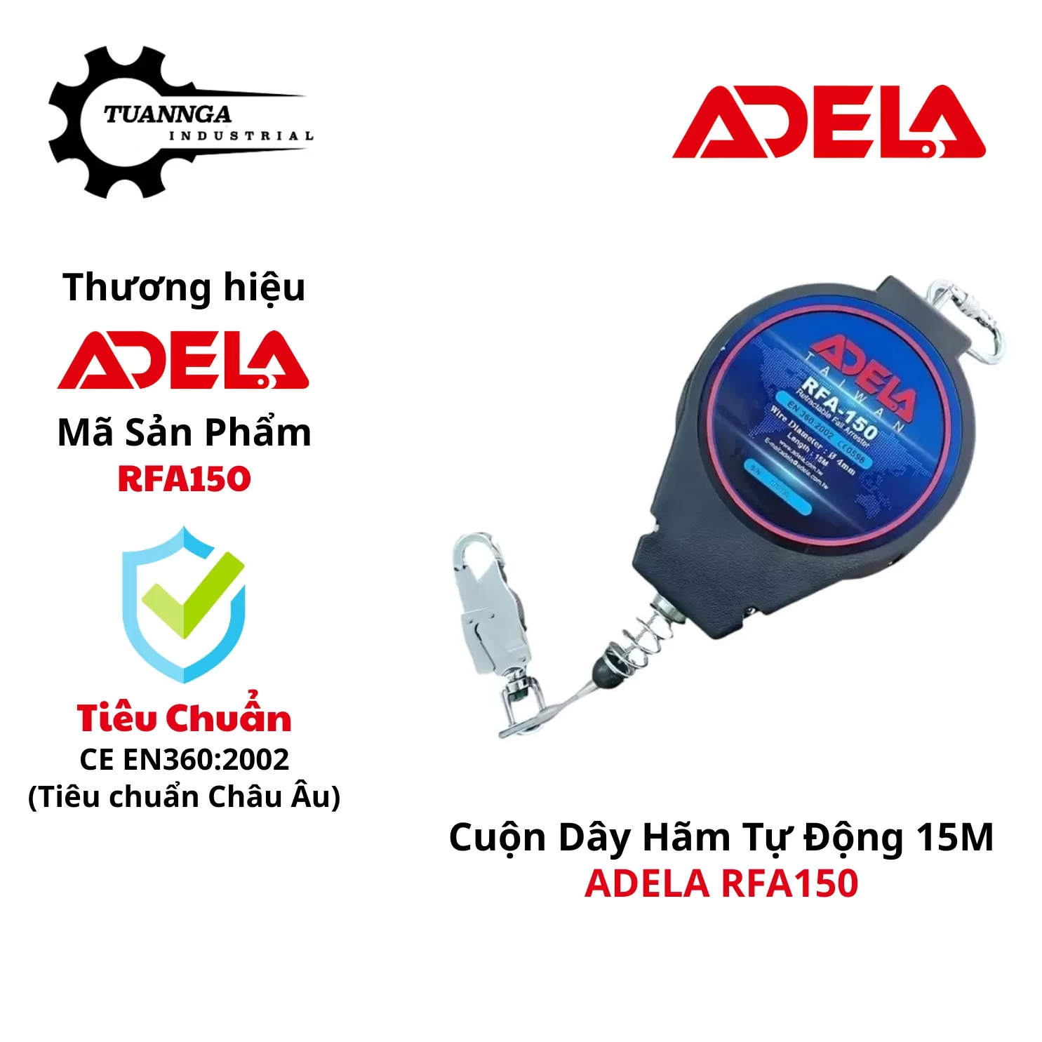 Cuộn Dây Cáp Hãm Tự Động ADELA RFA150 (Dài 15m)
