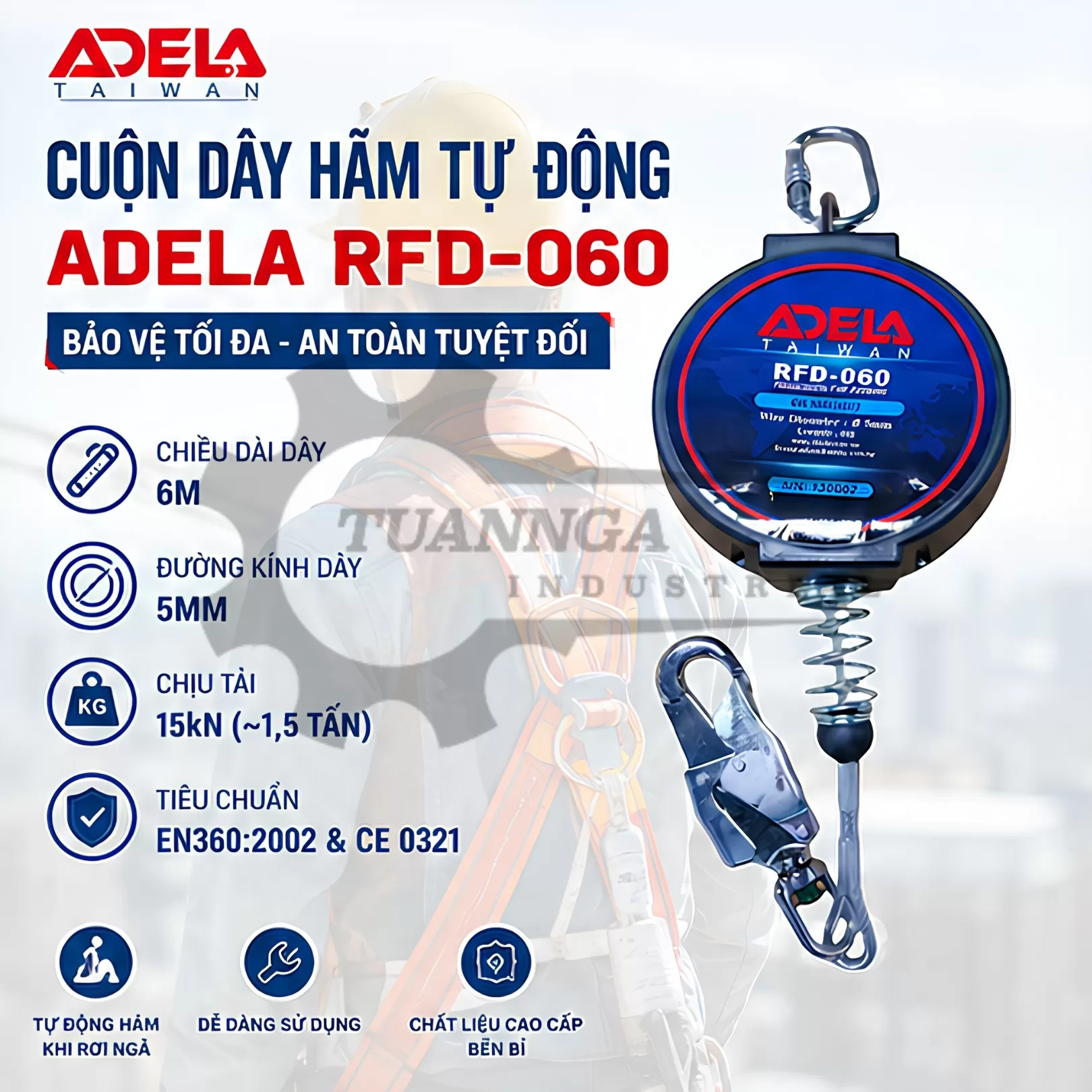 Cuộn Dây Hãm Tự Động ADELA RFD-060 (Dài 6m)