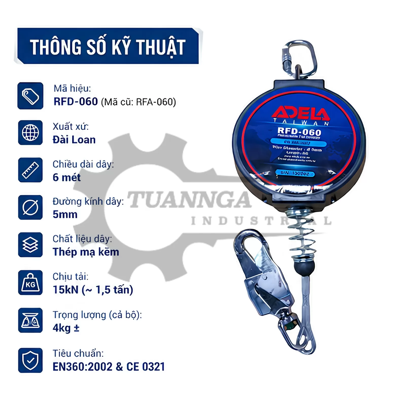 Cuộn Dây Hãm Tự Động ADELA RFD-060 (Dài 6m)