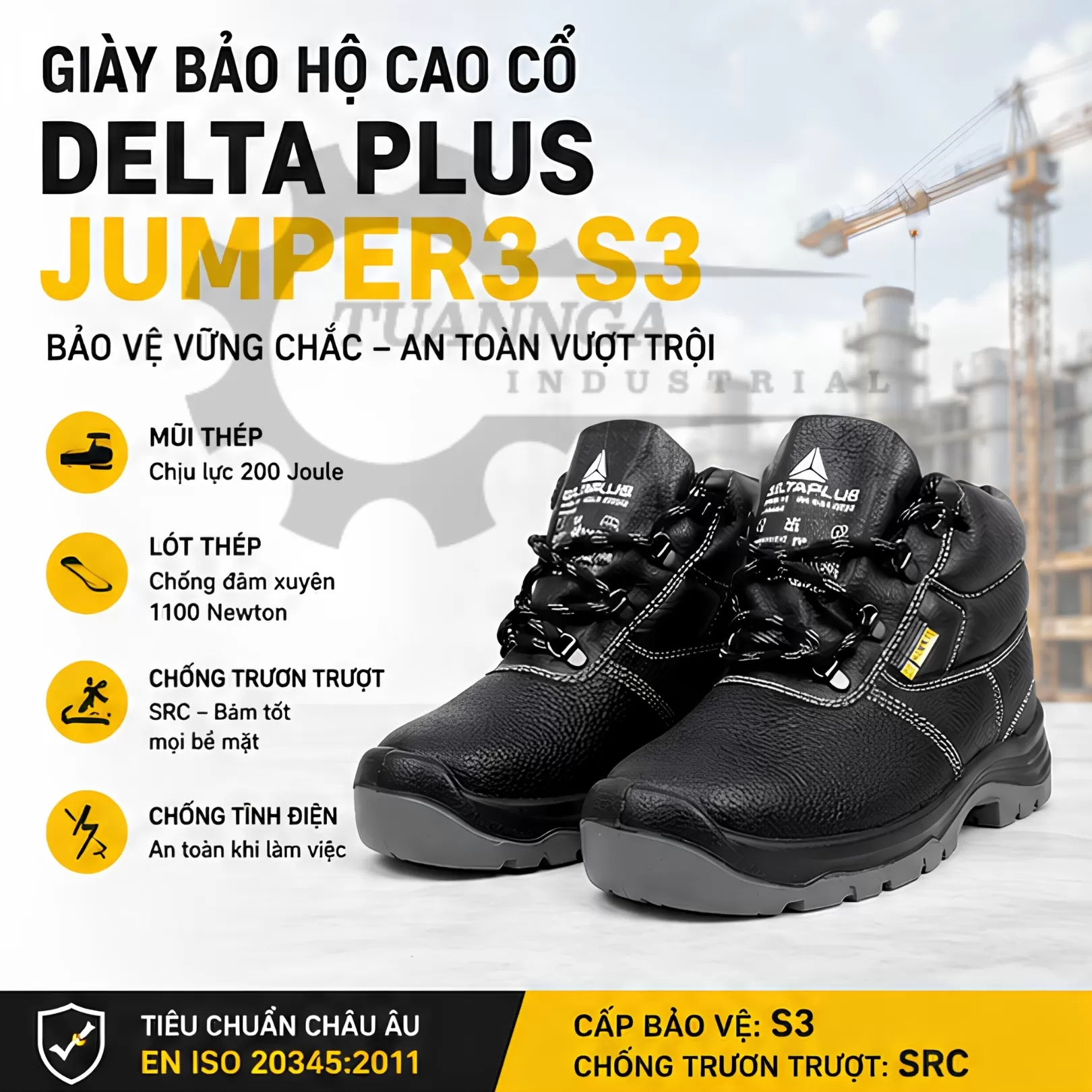 Giày Bảo Hộ Deltaplus JUMPER3 S3 (Cổ Cao)