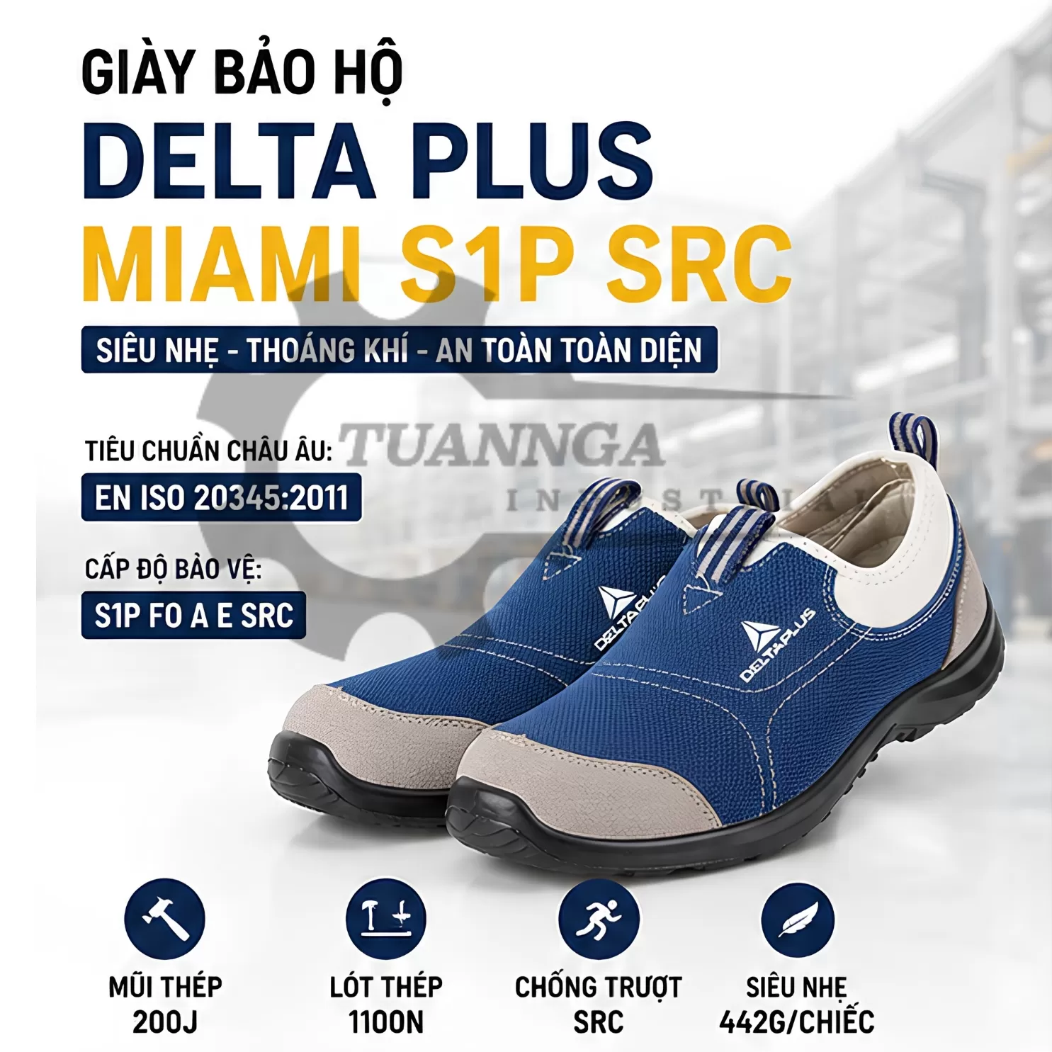 Giày Bảo Hộ Vải Deltaplus MIAMI S1P