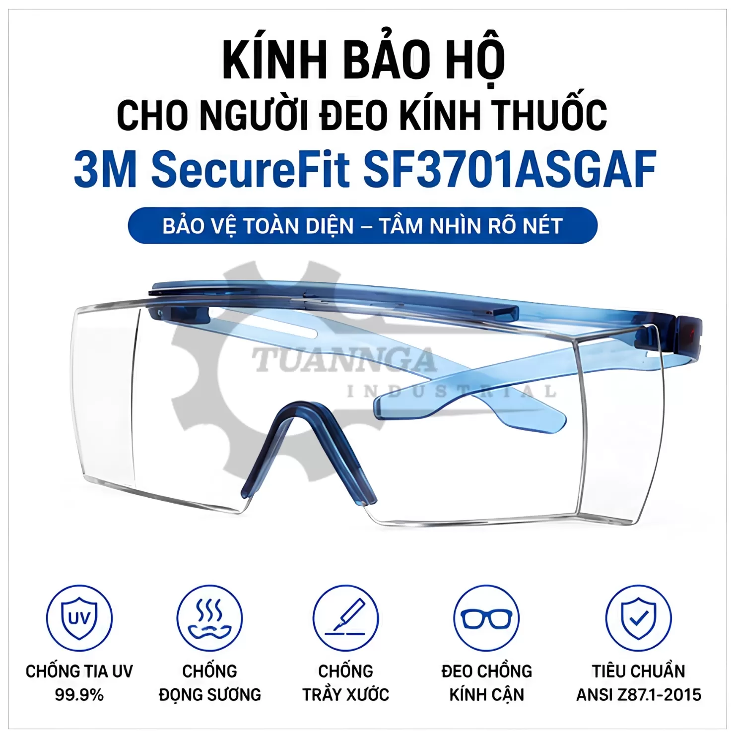 Kính Bảo Hộ 3M SF3701ASGAF Đeo Trùm Kính Cá Nhân OTG (Hộp 10 Kính)