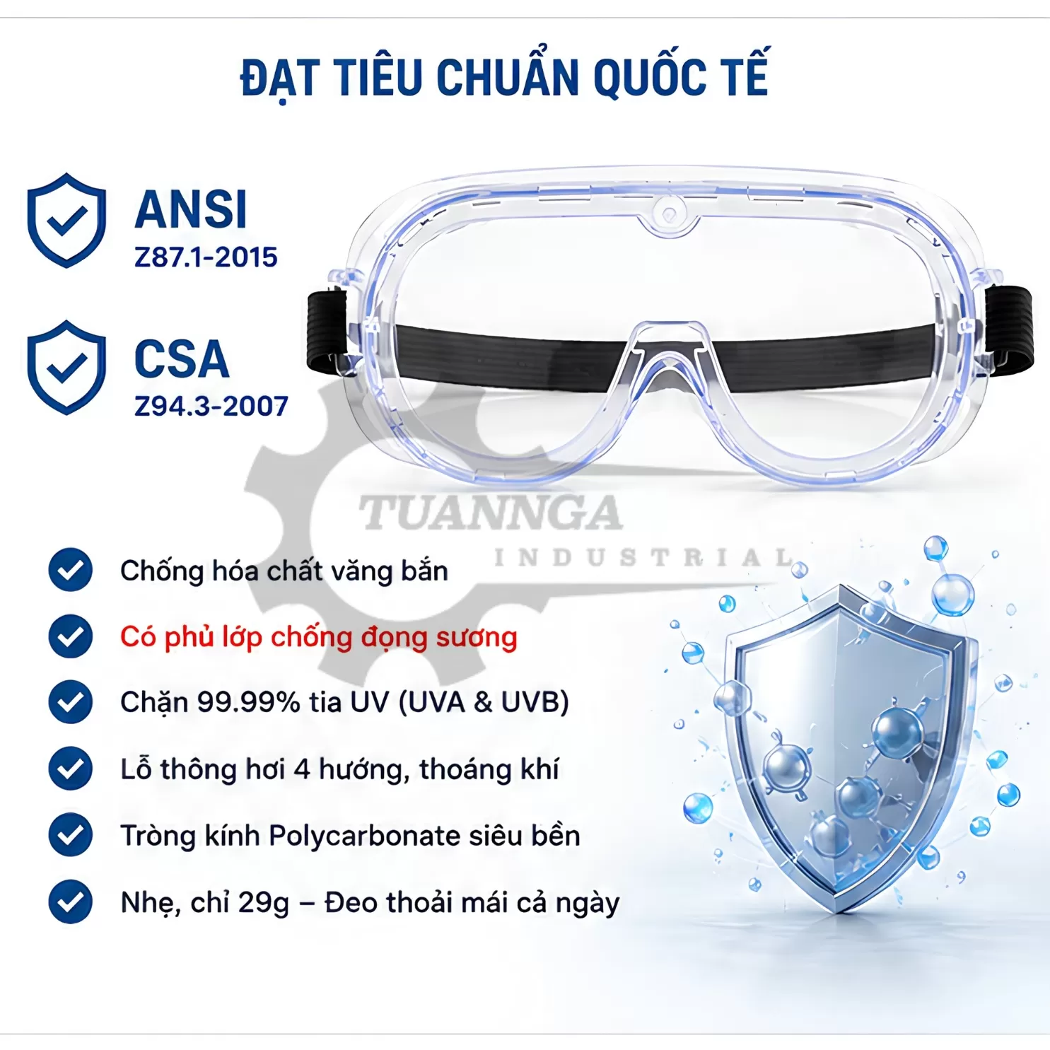 Kính Bảo Hộ Chống Hóa Chất 3M 1621AF