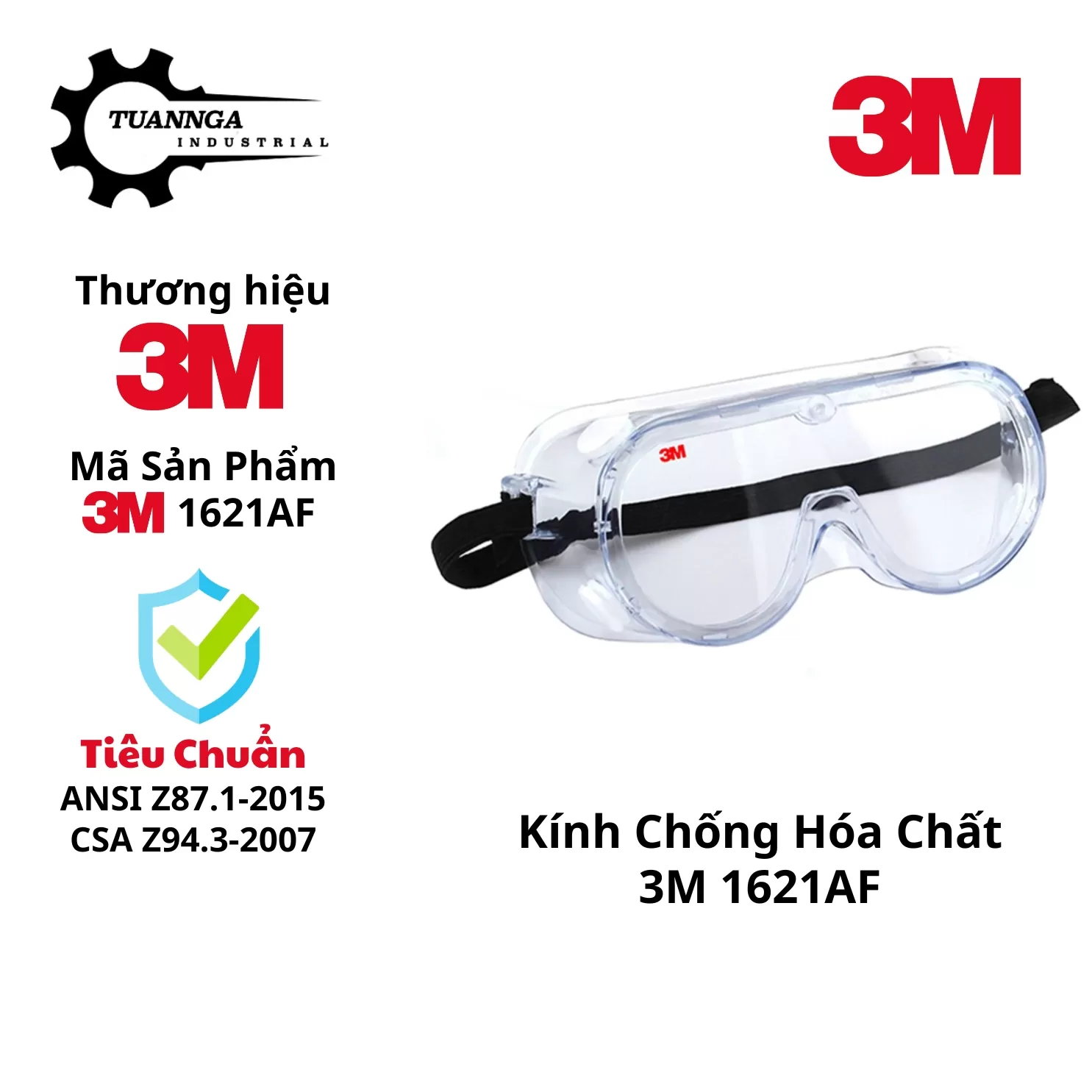 Kính Bảo Hộ Chống Hóa Chất 3M 1621AF