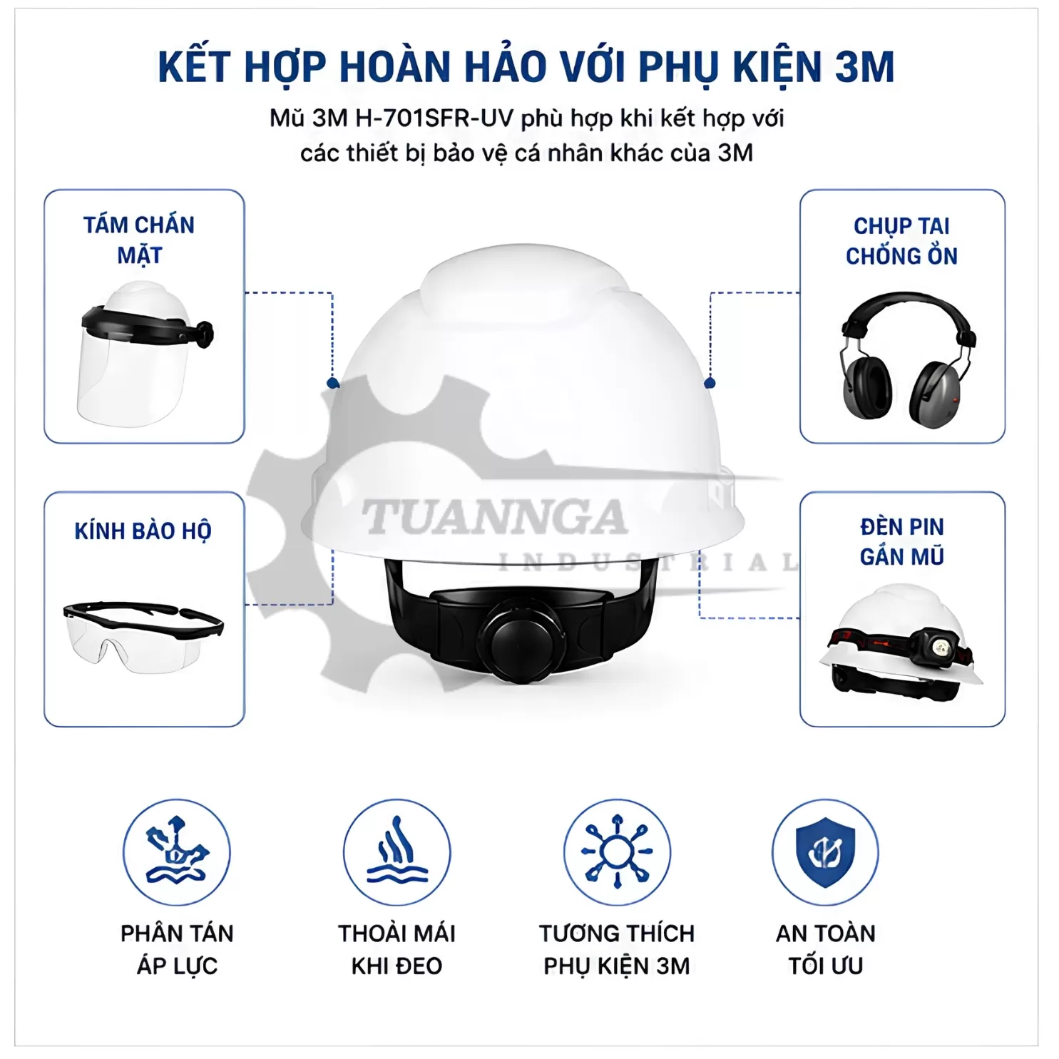 Mũ Bảo Hộ 3M SecureFit H-701SFR-UV Không Có Lỗ Thông Khí