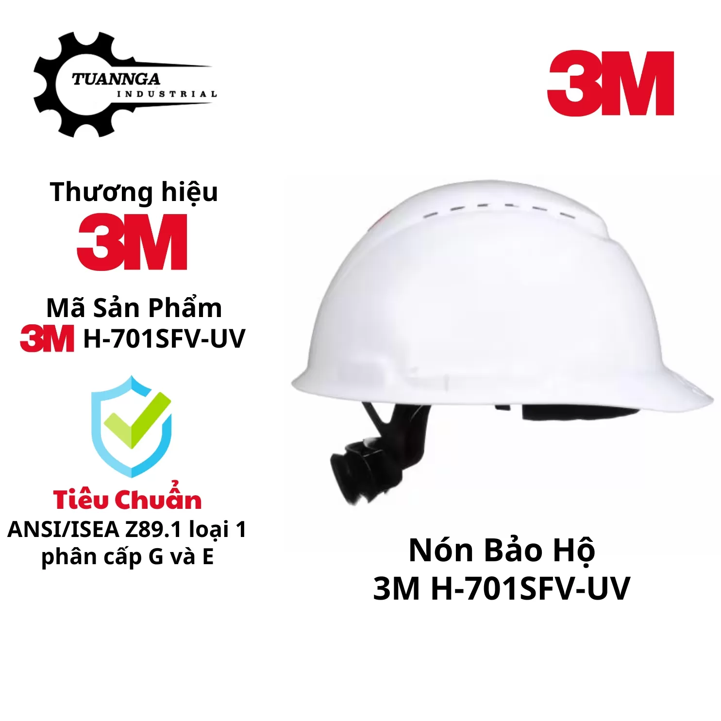 Mũ Bảo Hộ 3M SecureFit H-701SFV-UV Có Lỗ Thông Khí