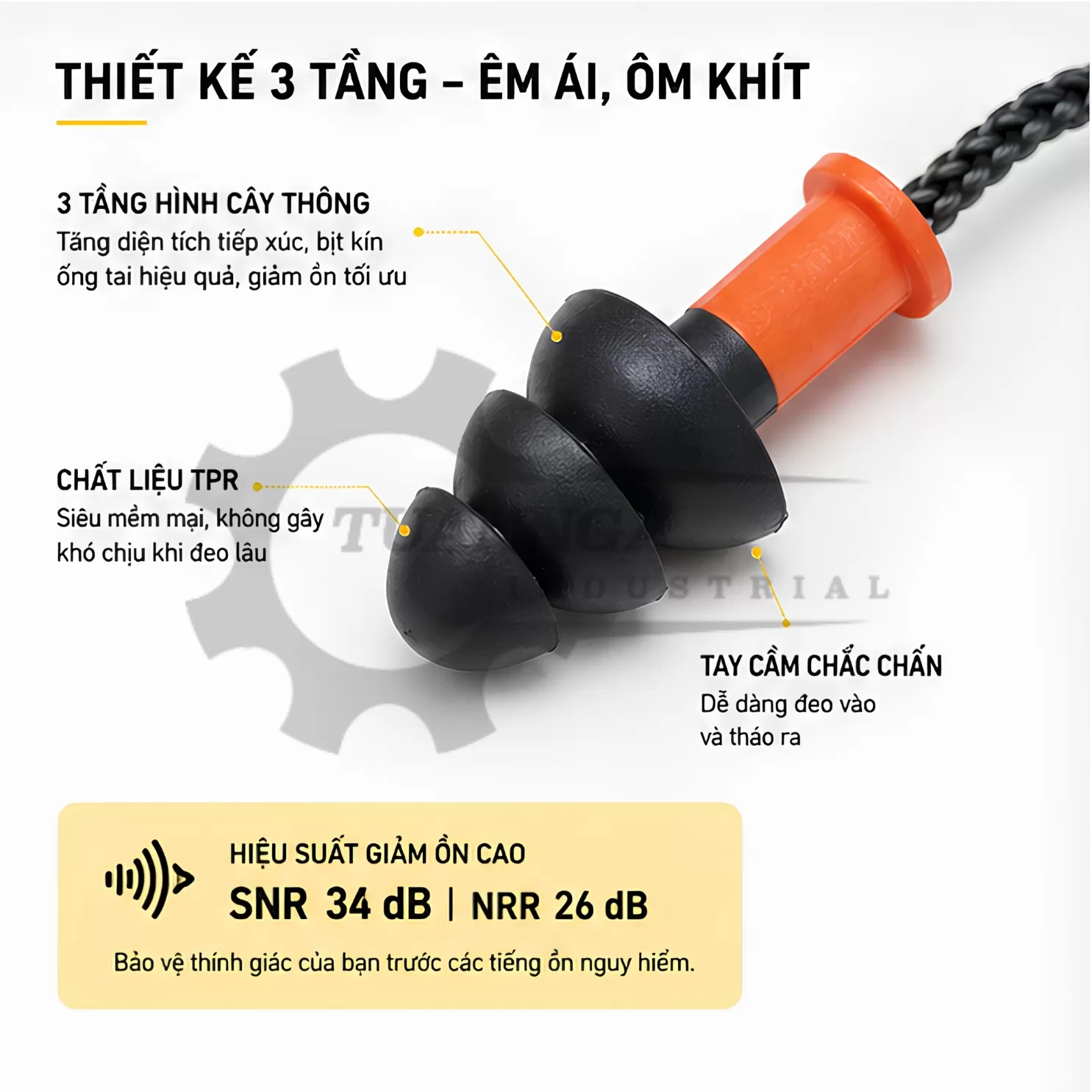 Nút Bịt Tai Chống Ồn Deltaplus CONICFIR050 (Có Dây)