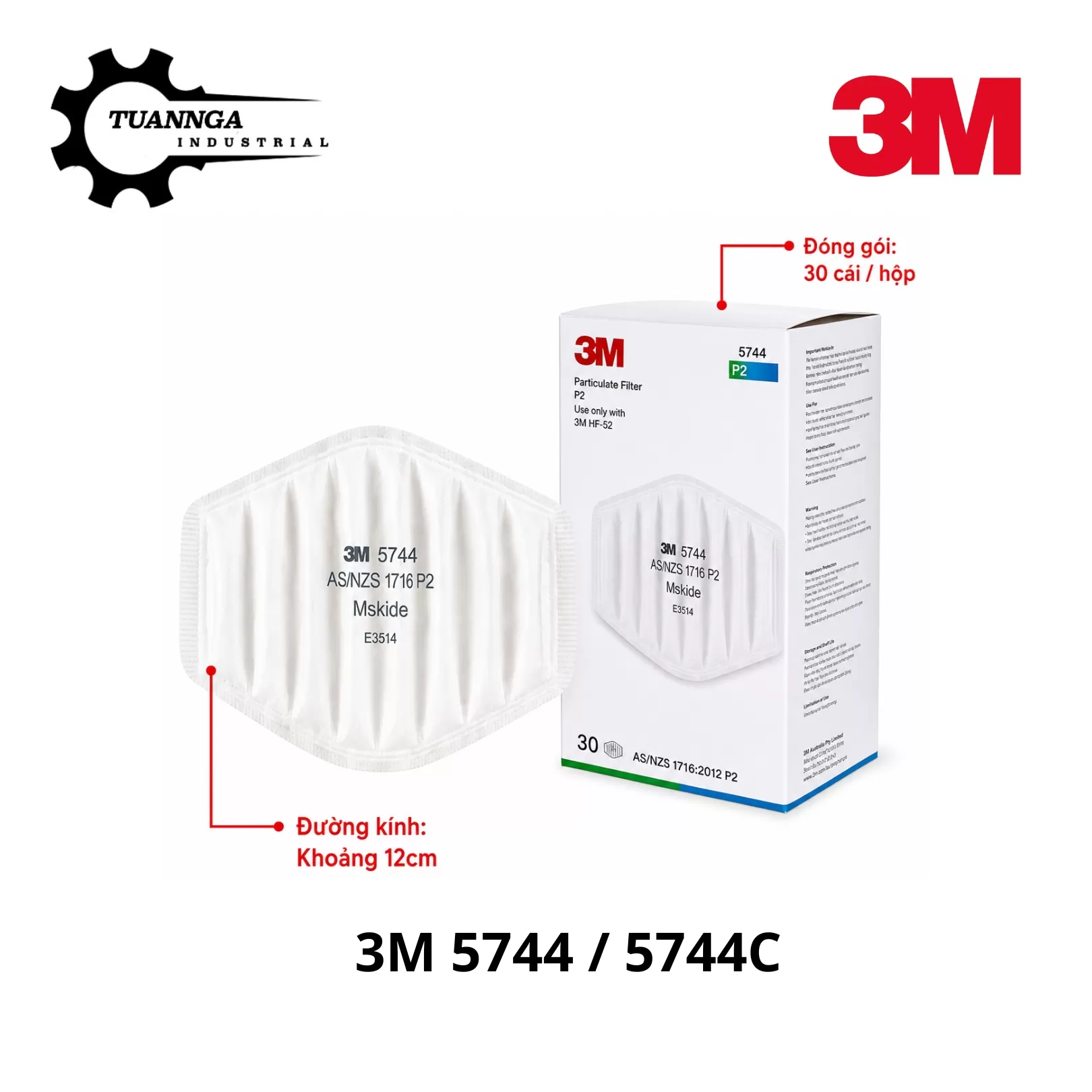 Tấm Lọc Bụi 3M 5744 Chuẩn P2 (Hộp 30 Tấm)