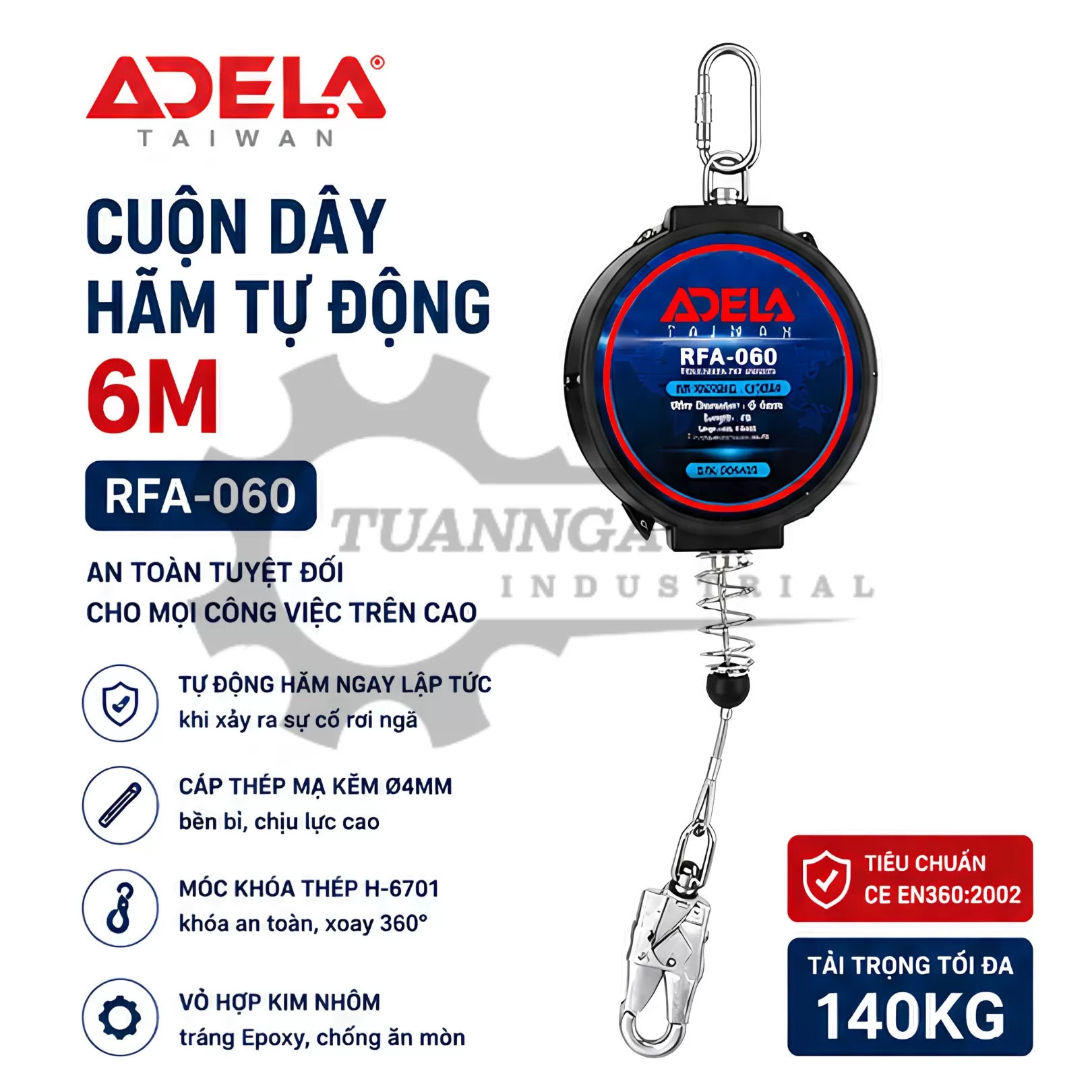 Cuộn Dây An Toàn Hãm Trượt ADELA RFA-060 (Dài 6m)