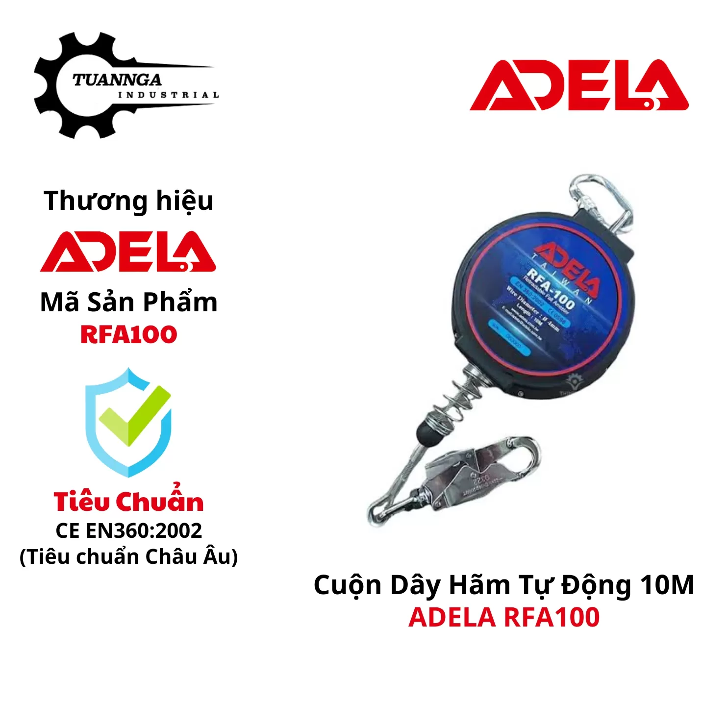 Cuộn Dây Cáp Hãm Tự Động ADELA RFA100 (Dài 10m)