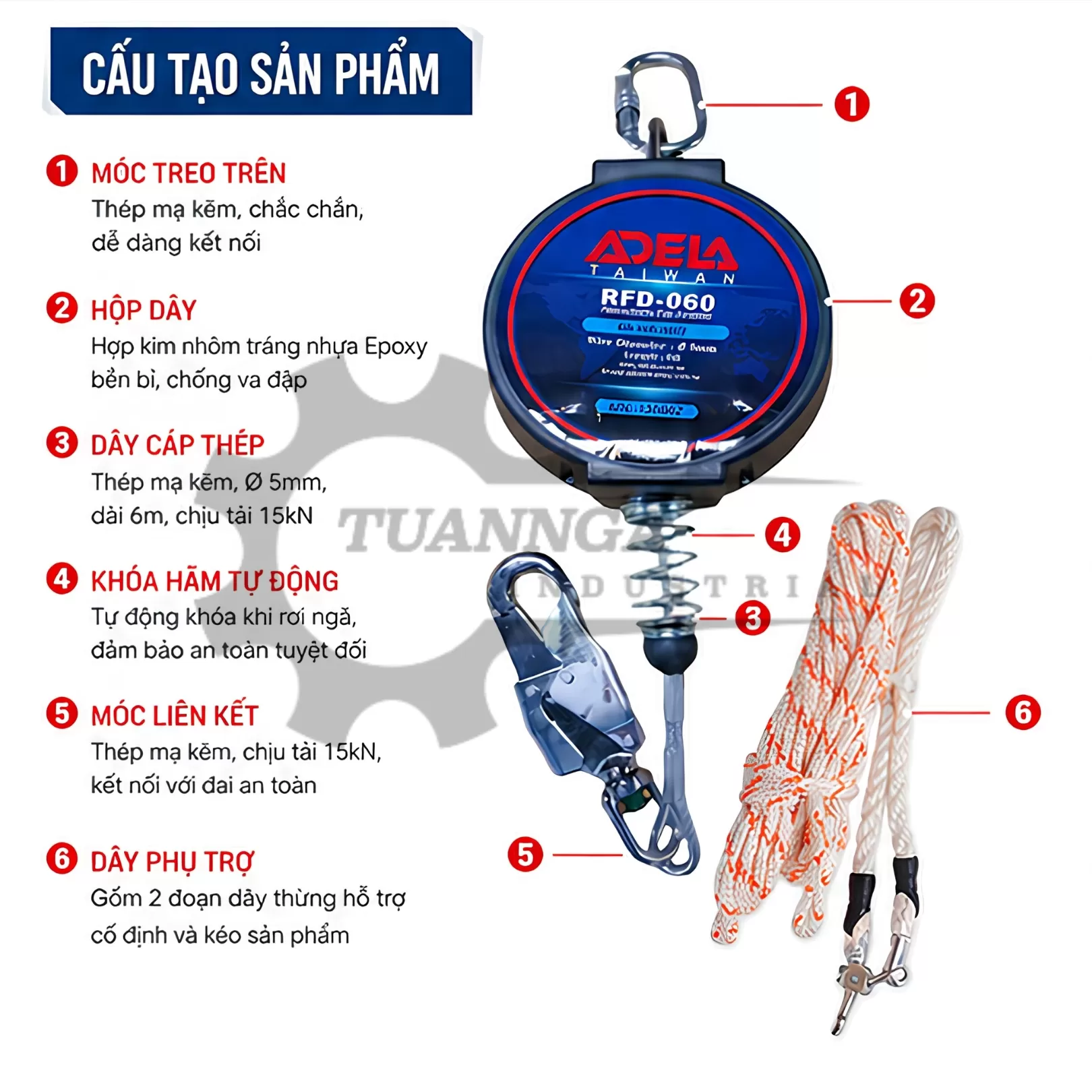 Cuộn Dây Hãm Tự Động ADELA RFD-060 (Dài 6m)