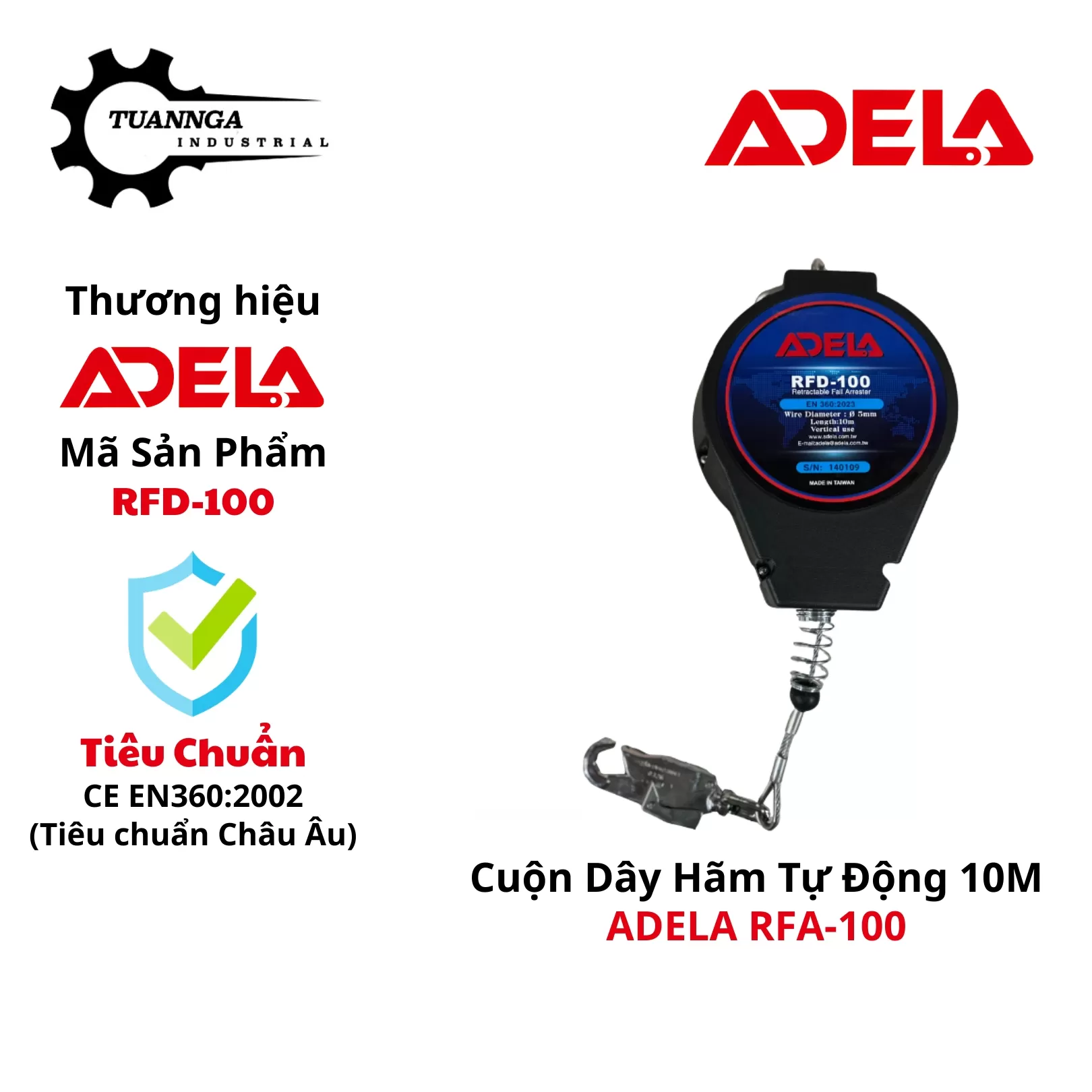 Cuộn Dây Hãm Tự Động ADELA RFD-100 (Dài 10m)