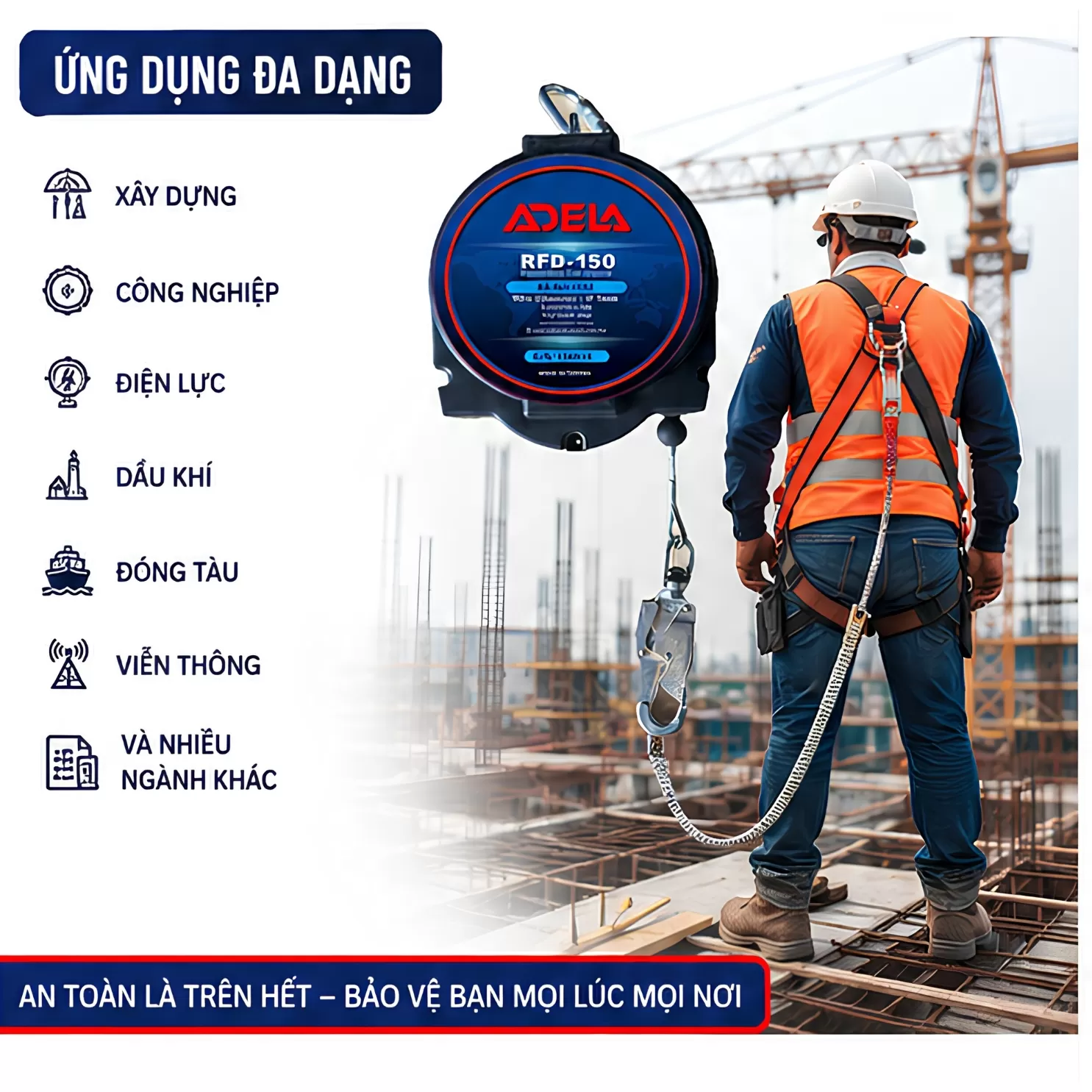 Cuộn Dây Hãm Tự Động ADELA RFD-150 (Dài 15m)