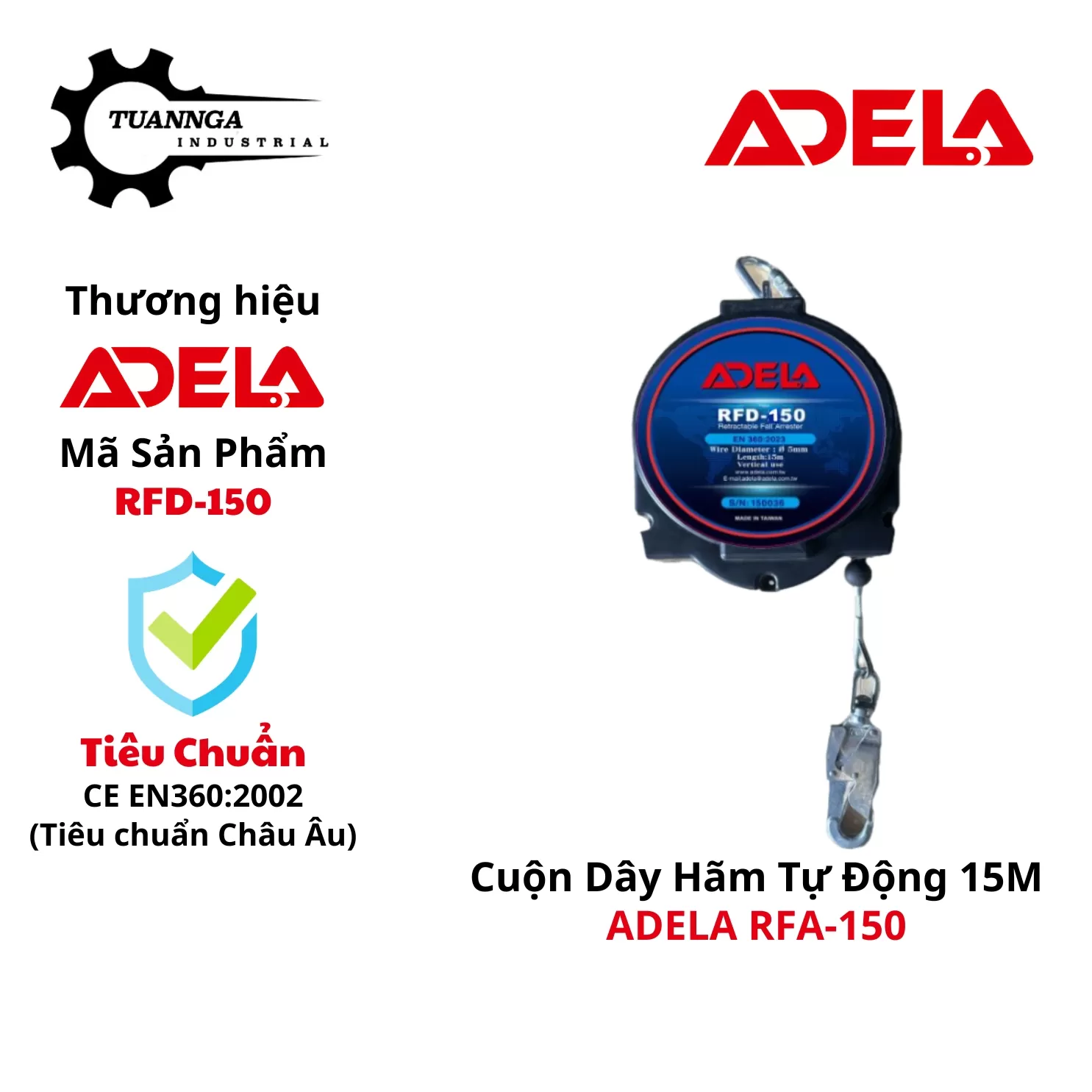 Cuộn Dây Hãm Tự Động ADELA RFD-150 (Dài 15m)