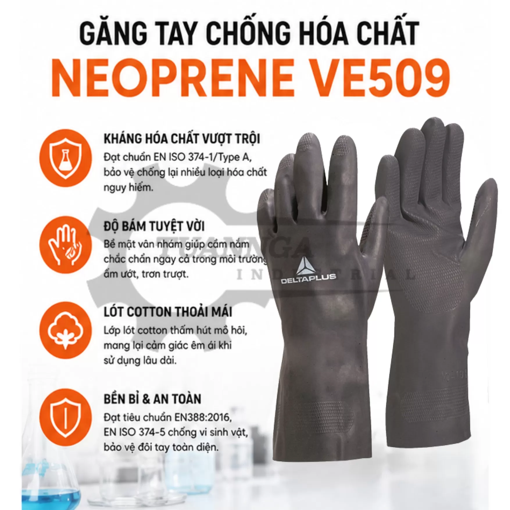 Găng Tay Chống Hóa Chất Neoprene Deltaplus VE509