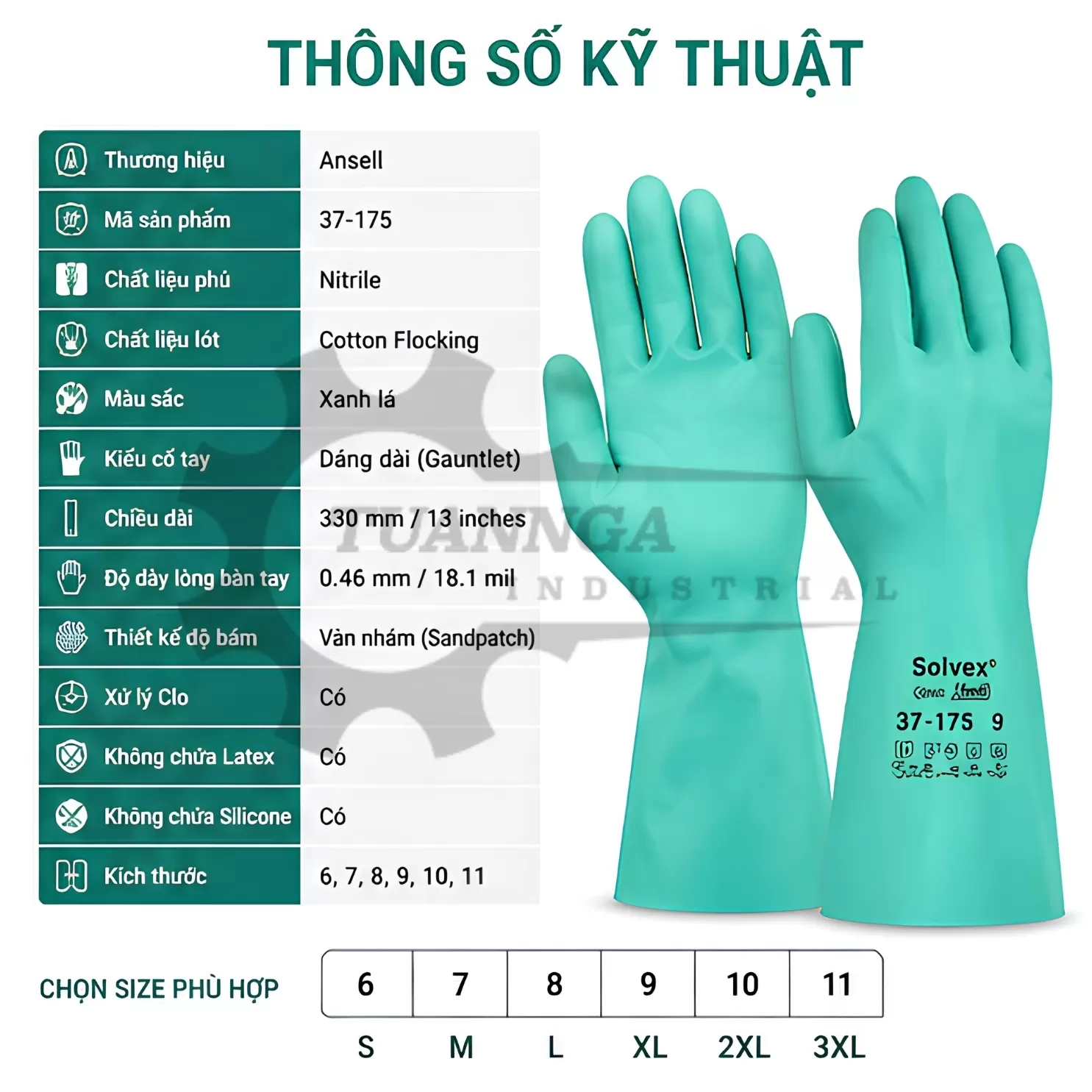Găng Tay Chống Hóa Chất Ansell 37-175