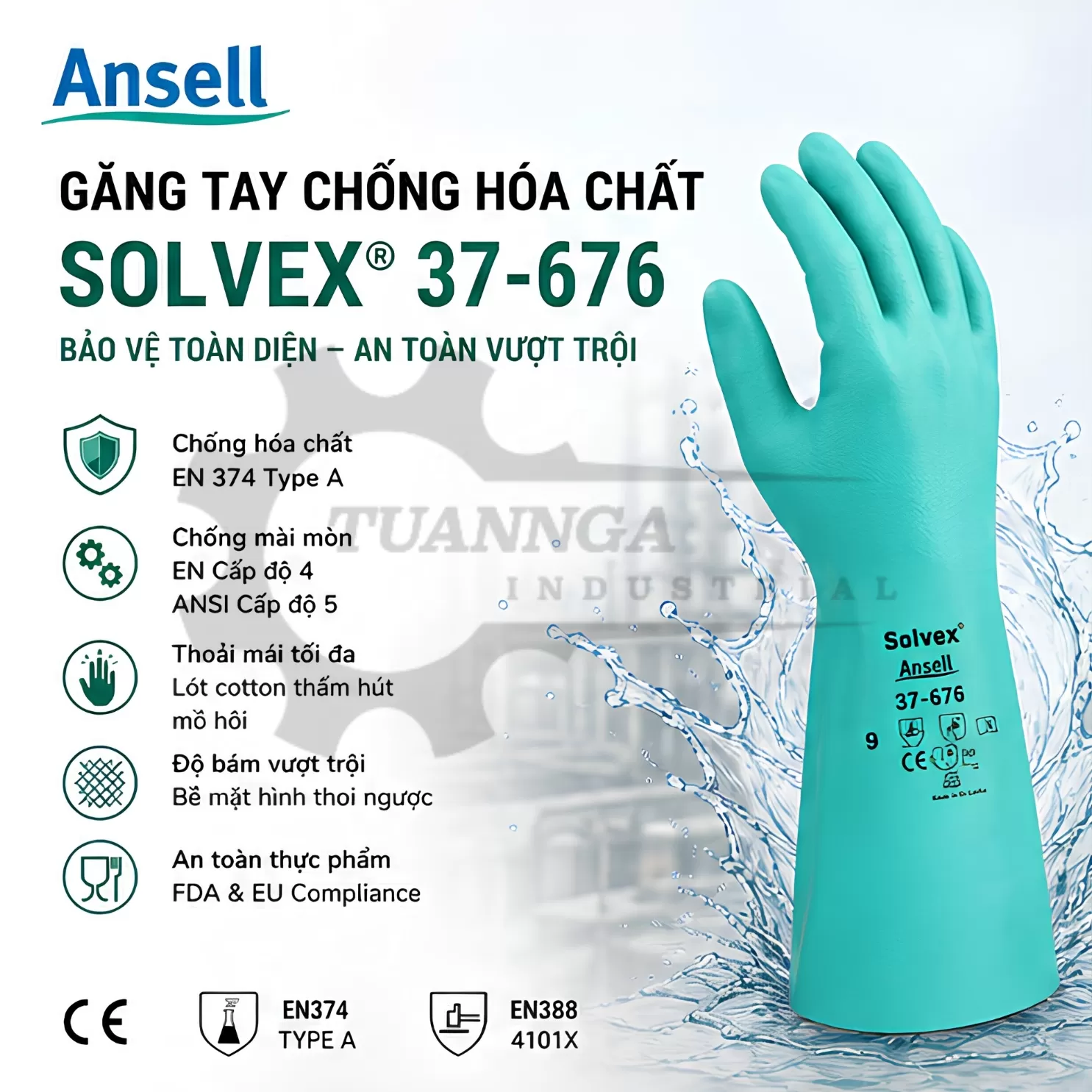 Găng Tay Chống Hóa Chất Ansell 37-676