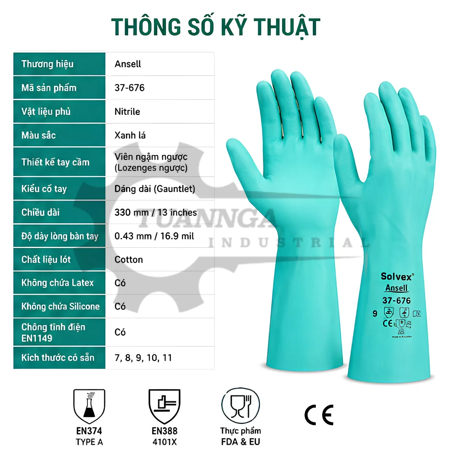 Găng Tay Chống Hóa Chất Ansell 37-676