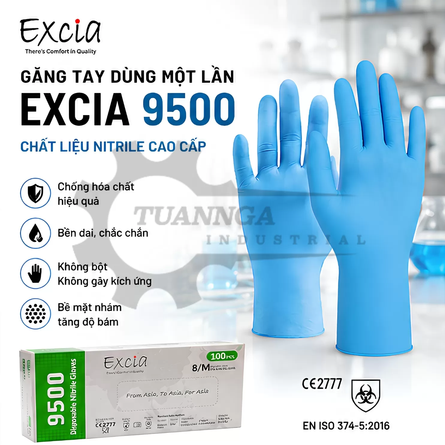 Găng Tay Nitrile Dùng Một Lần Excia 9500 [Hộp 100 Chiếc]