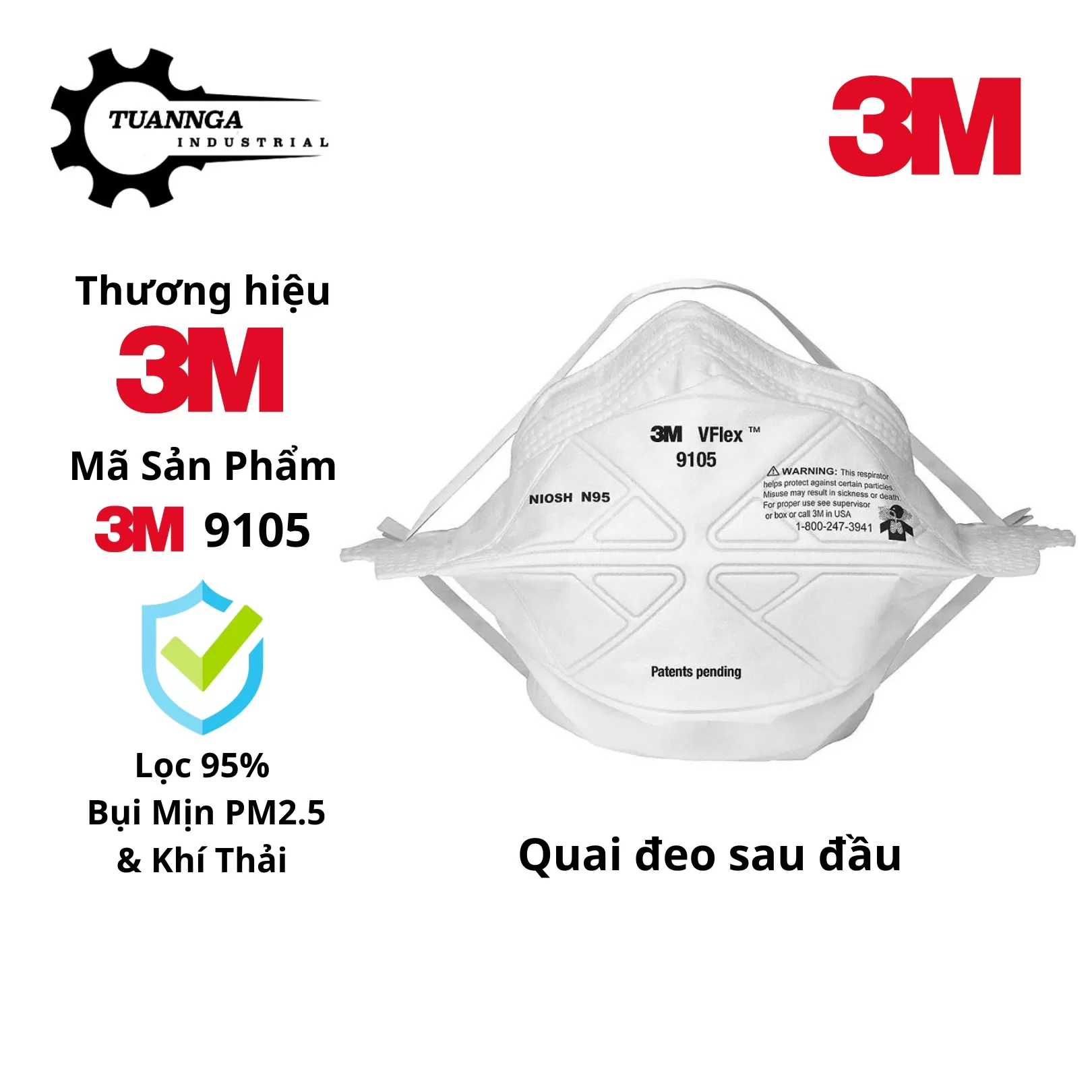 Khẩu Trang Bảo Hộ 3M 9105 VFlex Chuẩn N95 (Hộp 50 Cái)