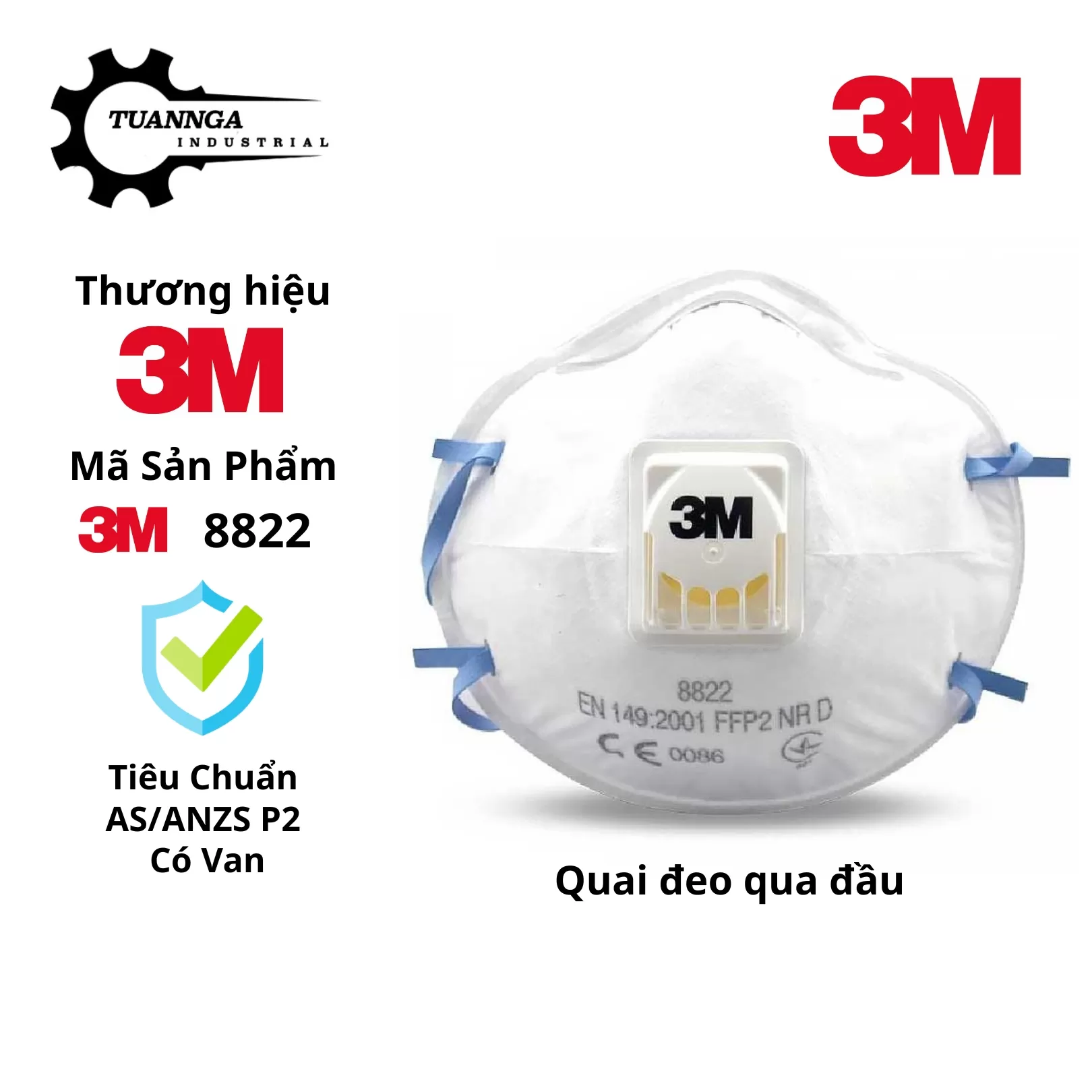 Khẩu Trang Bảo Hộ Có Van Thở 3M 8822 Chuẩn P2 (Hộp 10 Cái)