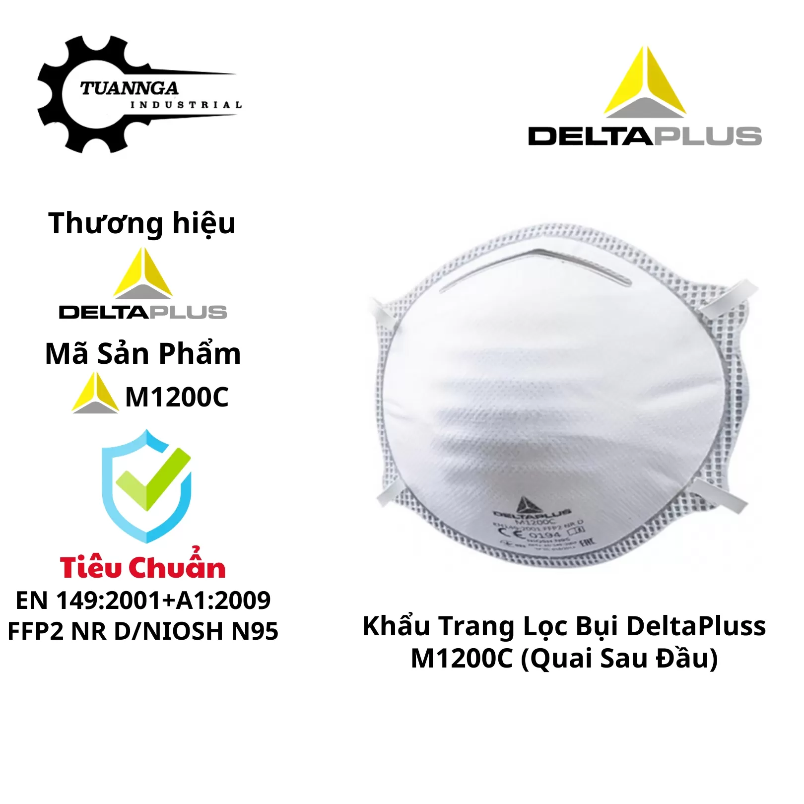 Khẩu Trang Chống Bụi Deltaplus M1200C (Quai Sau Đầu)