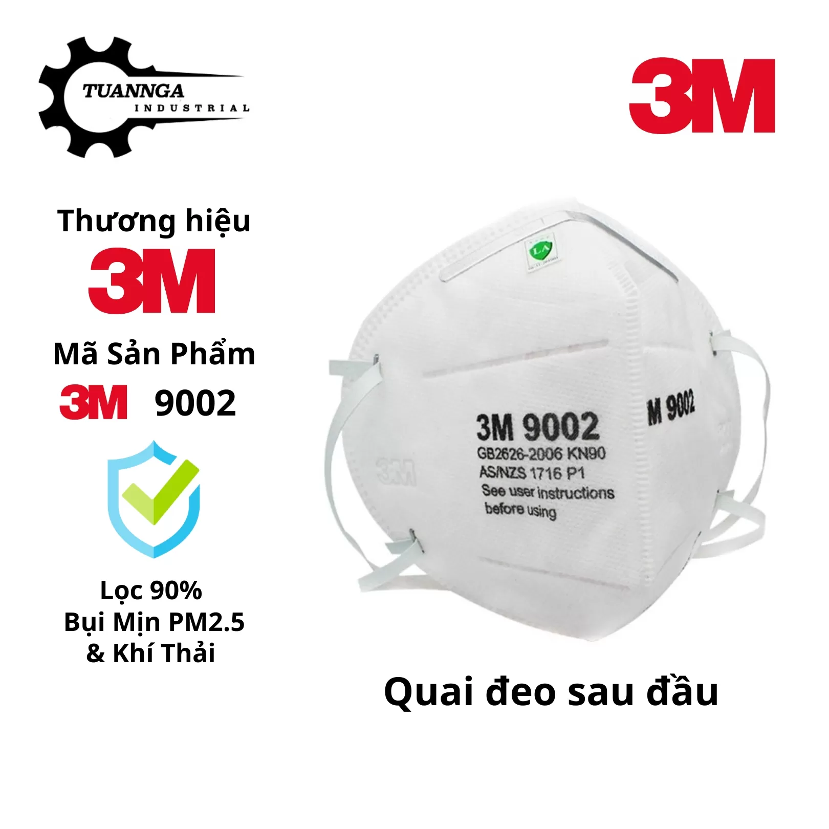Khẩu Trang Lọc Bụi 3M 9002 Tiêu Chuẩn P1/KN90 (Hộp 50 Cái)