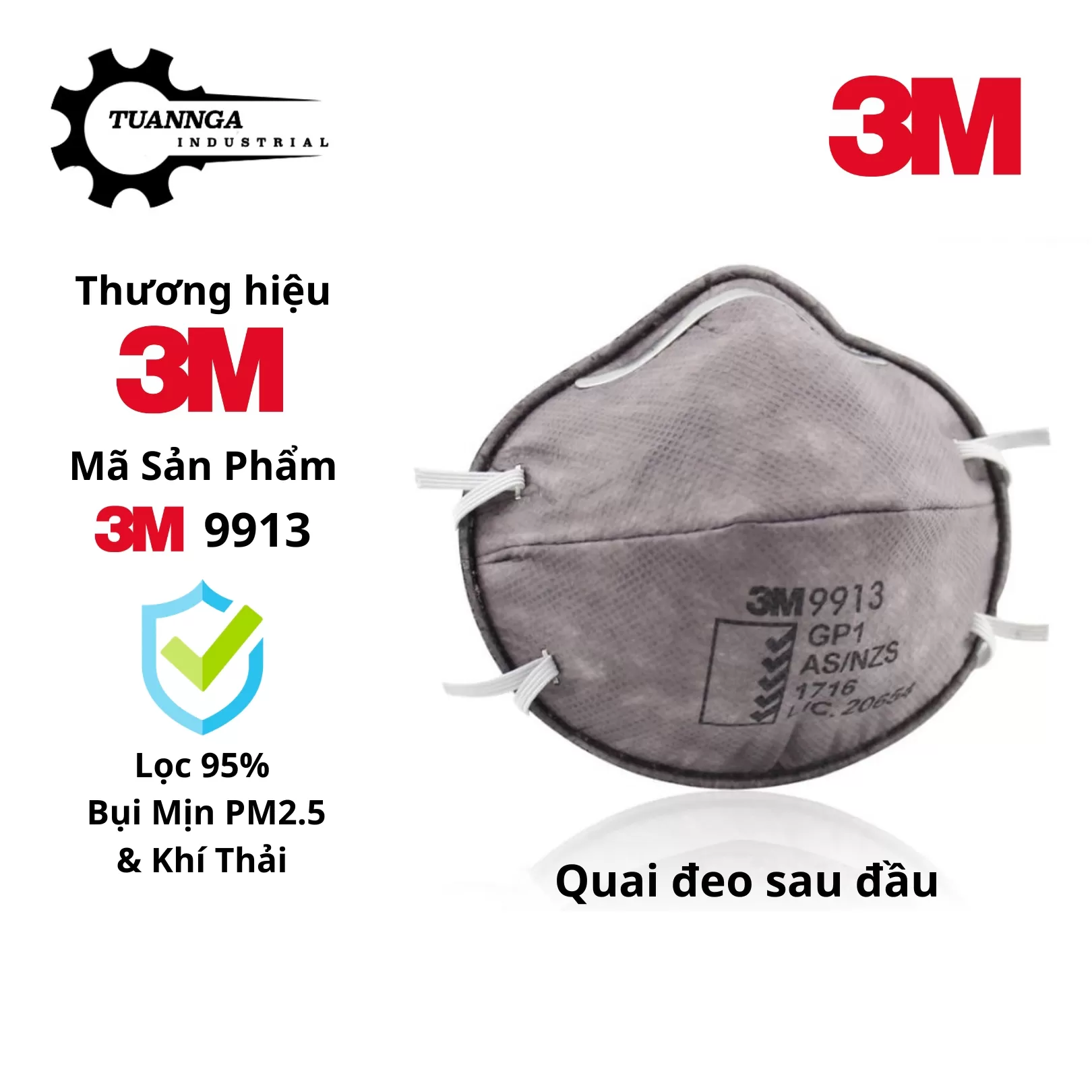 Khẩu Trang Lọc Bụi & Hơi Hưu Cơ 3M 9913 (Hộp 15 Cái)