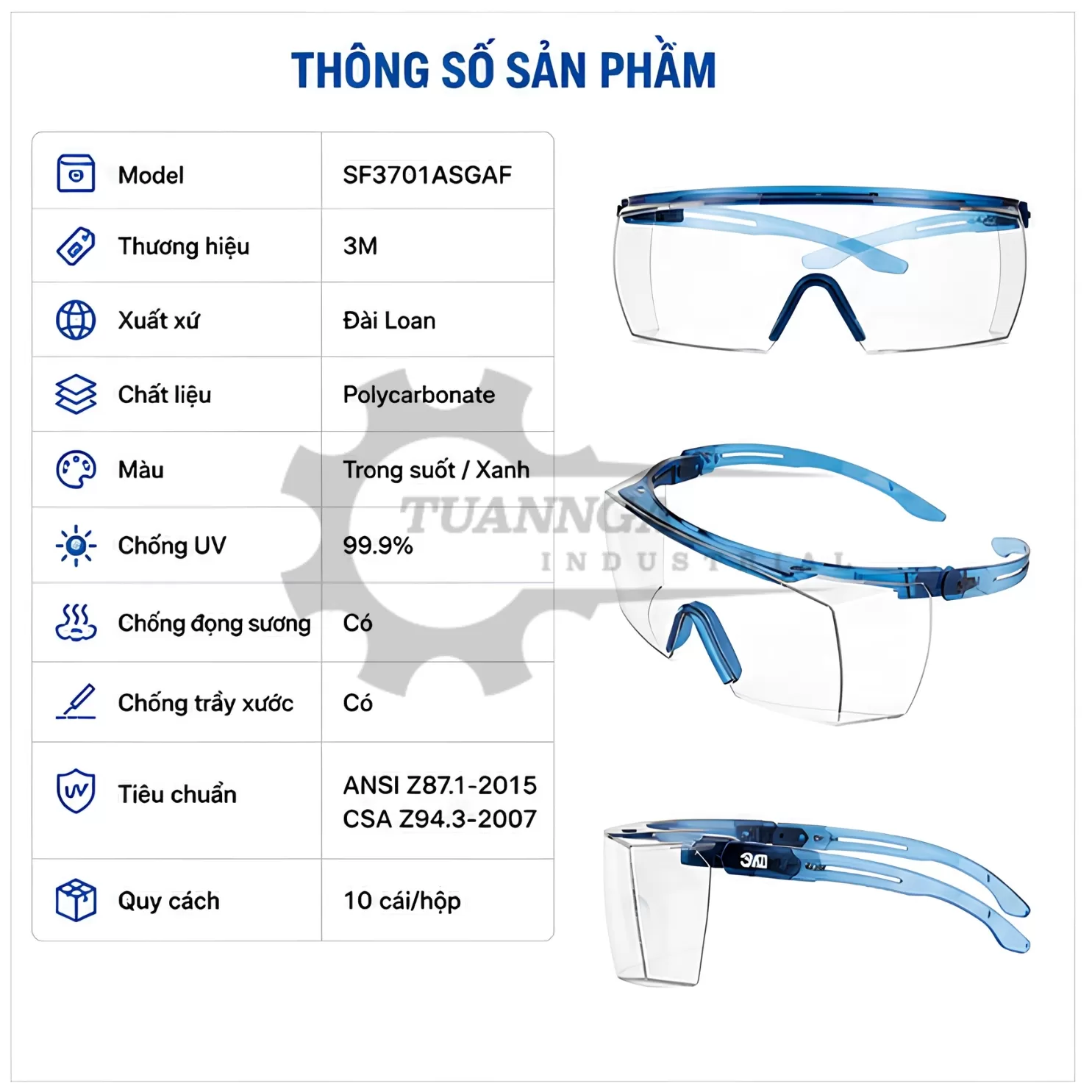 Kính Bảo Hộ 3M SF3701ASGAF Đeo Trùm Kính Cá Nhân OTG (01 Kính)