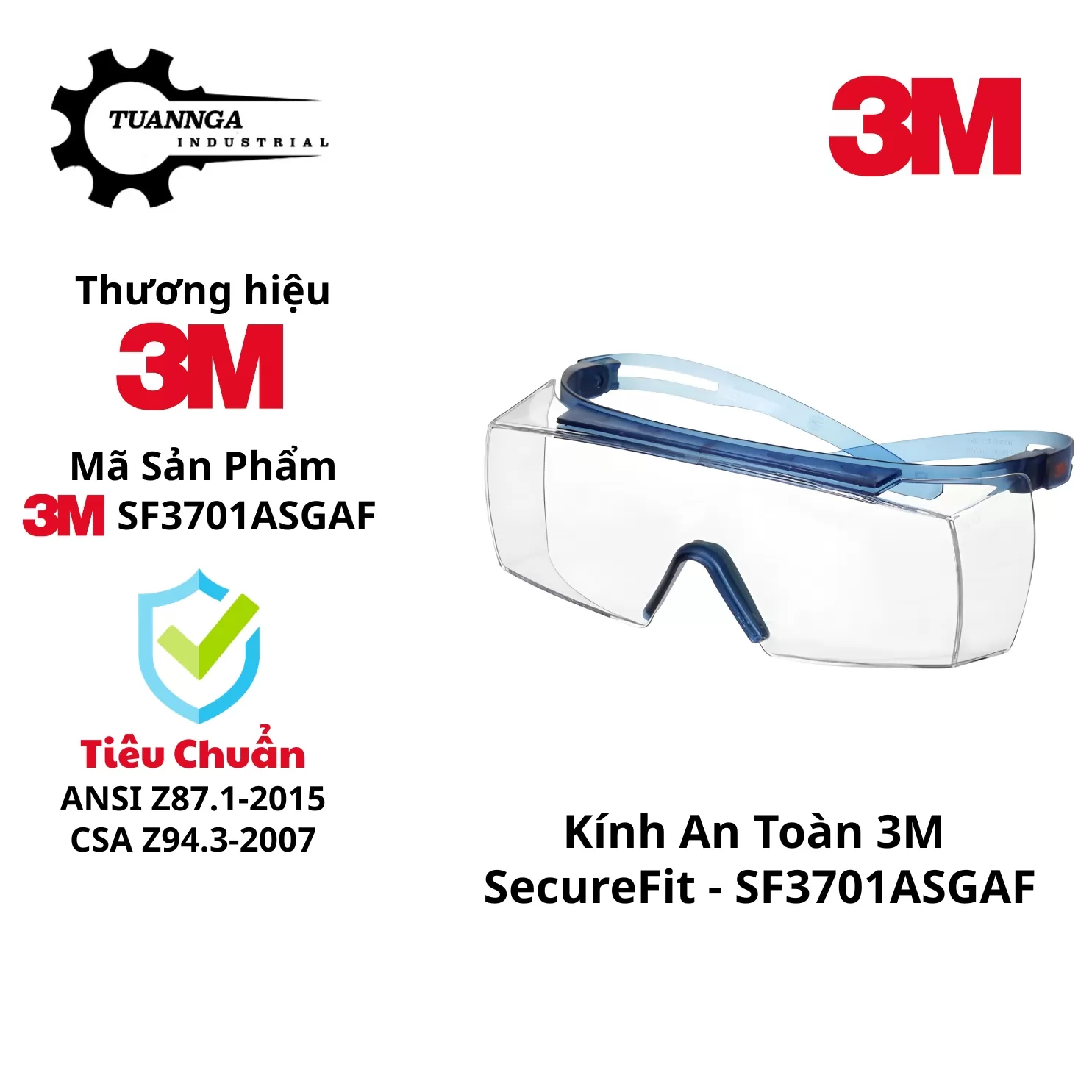 Kính Bảo Hộ 3M SF3701ASGAF Đeo Trùm Kính Cá Nhân OTG (Hộp 10 Kính)