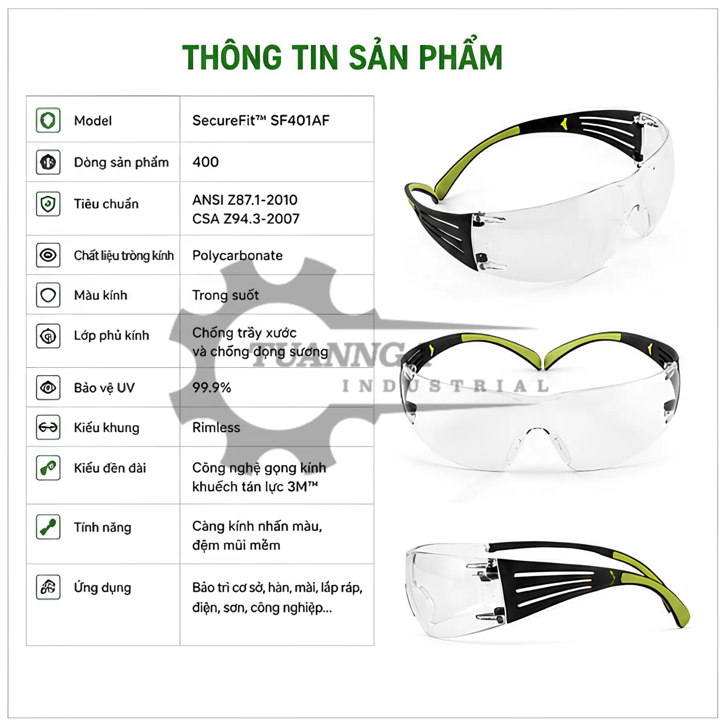 Kính Bảo Hộ 3M SecureFit SF401AF (01 Kính)