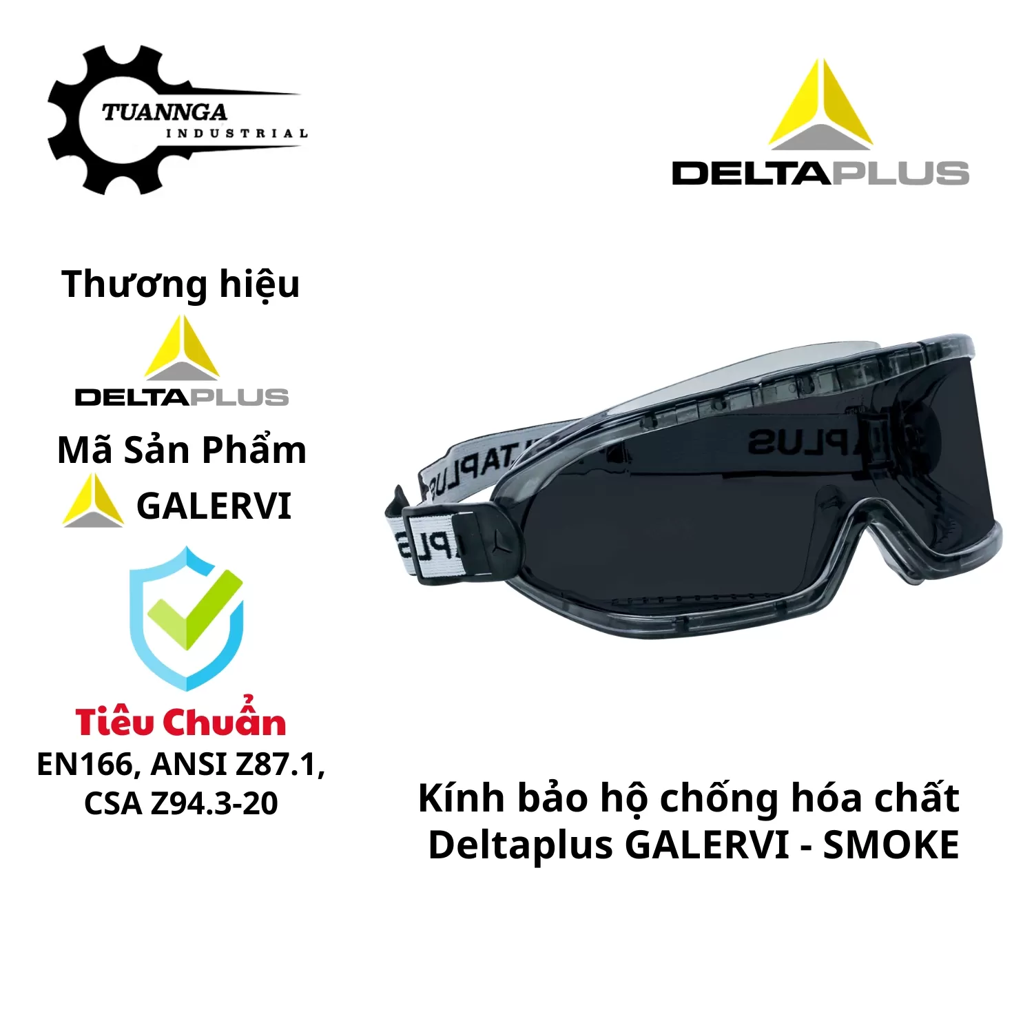 Kính Bảo Hộ Deltaplus GALARVI SMOKE (Tròng Xám)