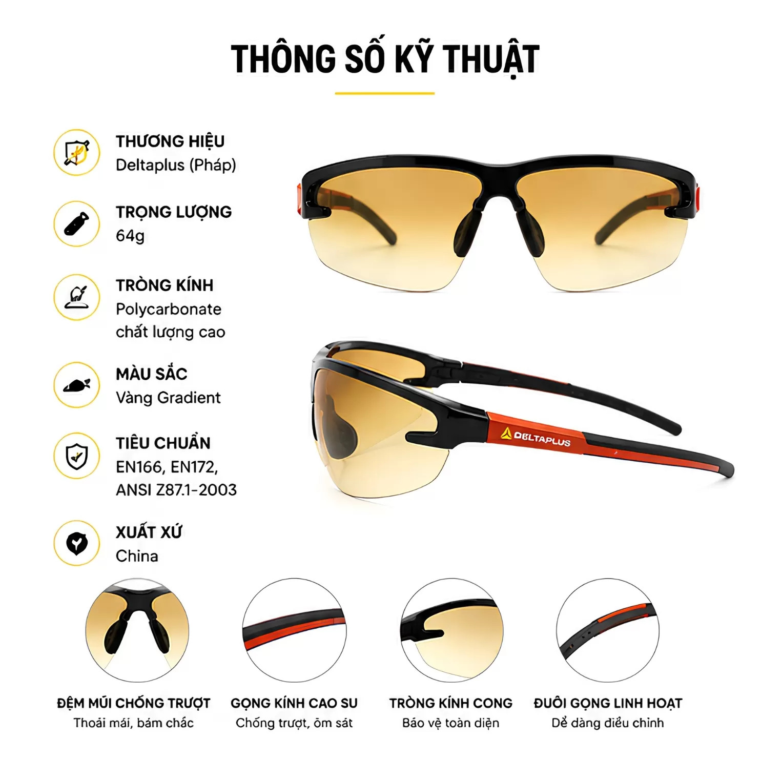 Kính Bảo Hộ Deltaplus FUJI2 GRADIENT (Tròng Chuyển Màu)