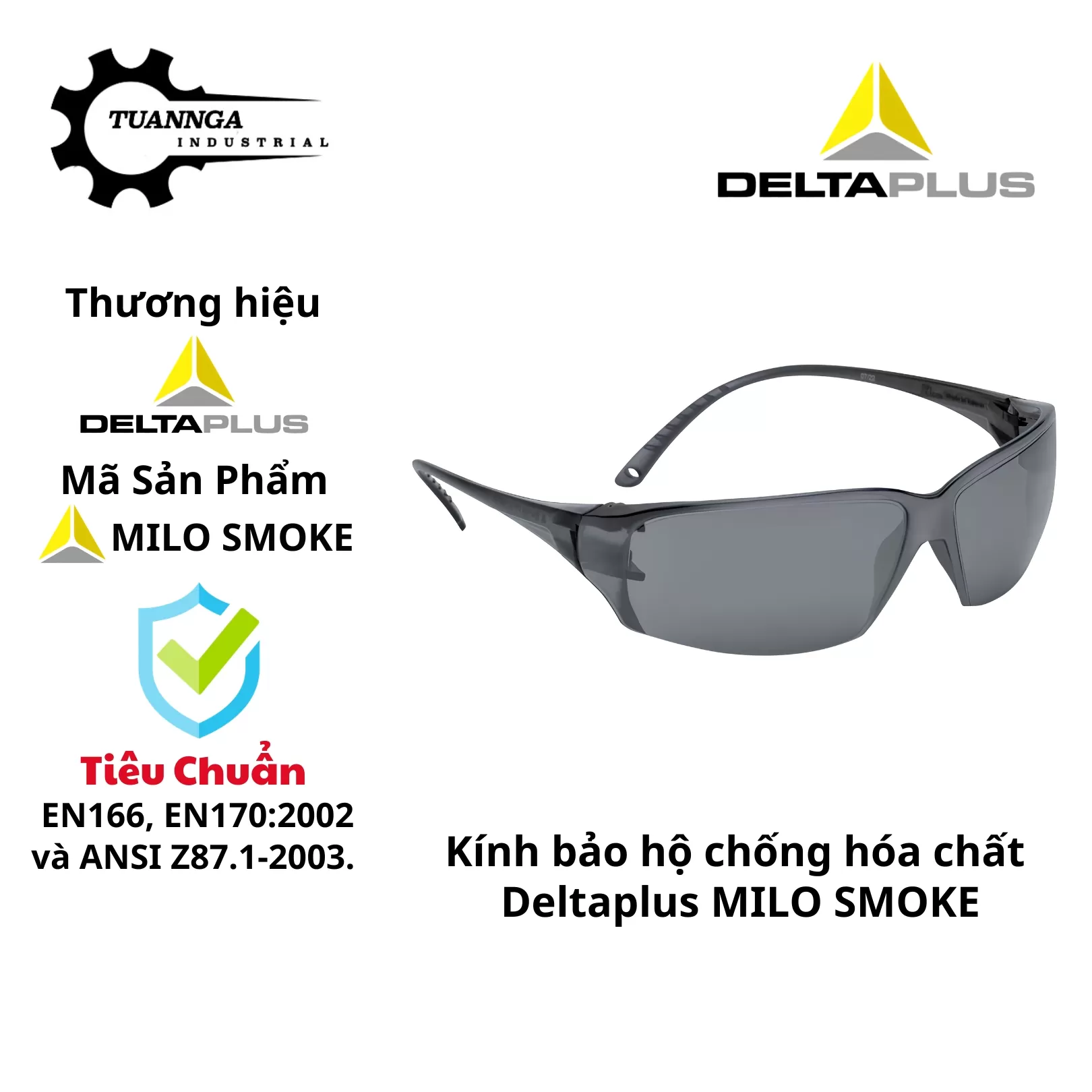 Kính Bảo Hộ Deltaplus MILO SMOKE (Tròng Xám)