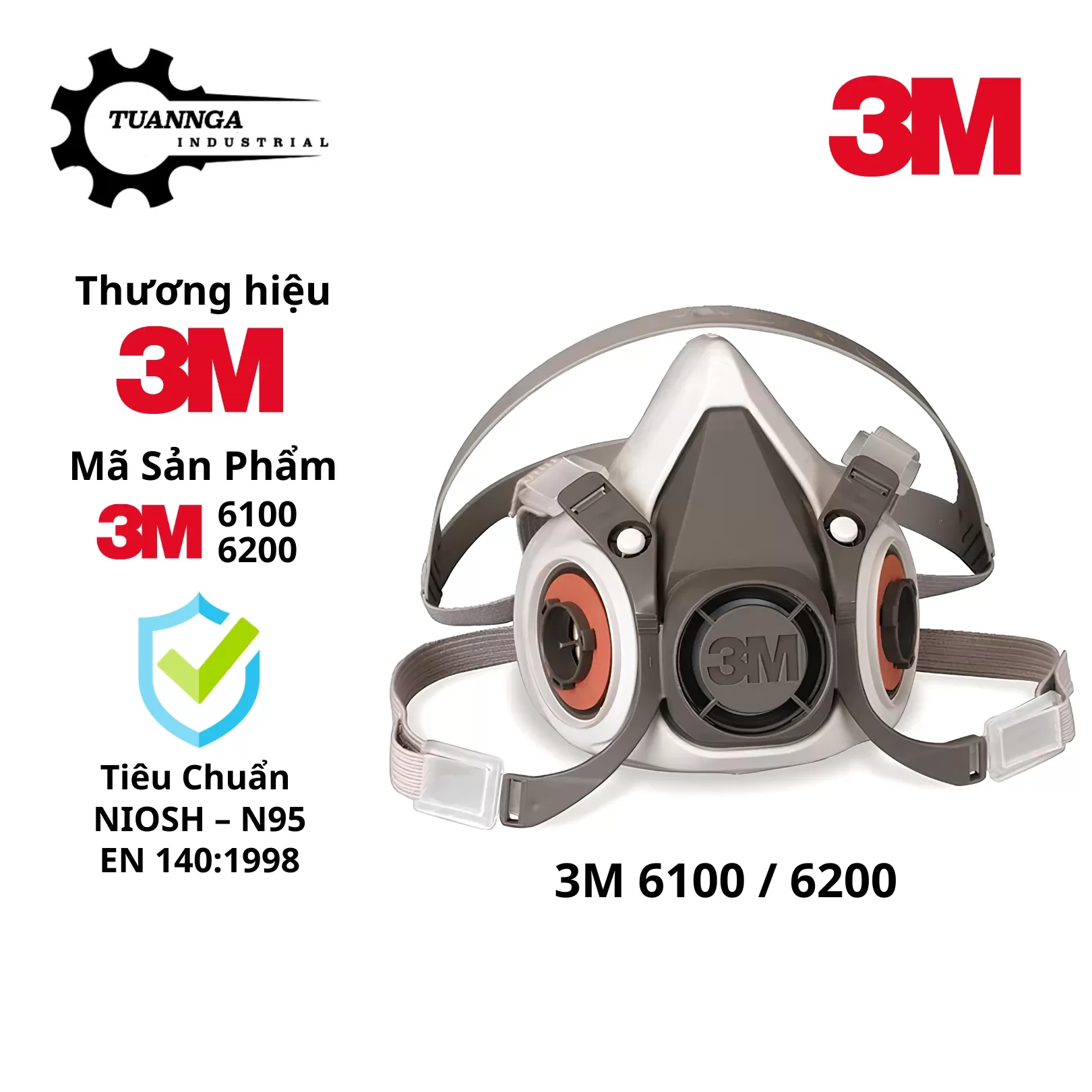 Mặt Nạ Phòng Độc Chính Hãng 3M 6100 Chuẩn NIOSH (Size S)