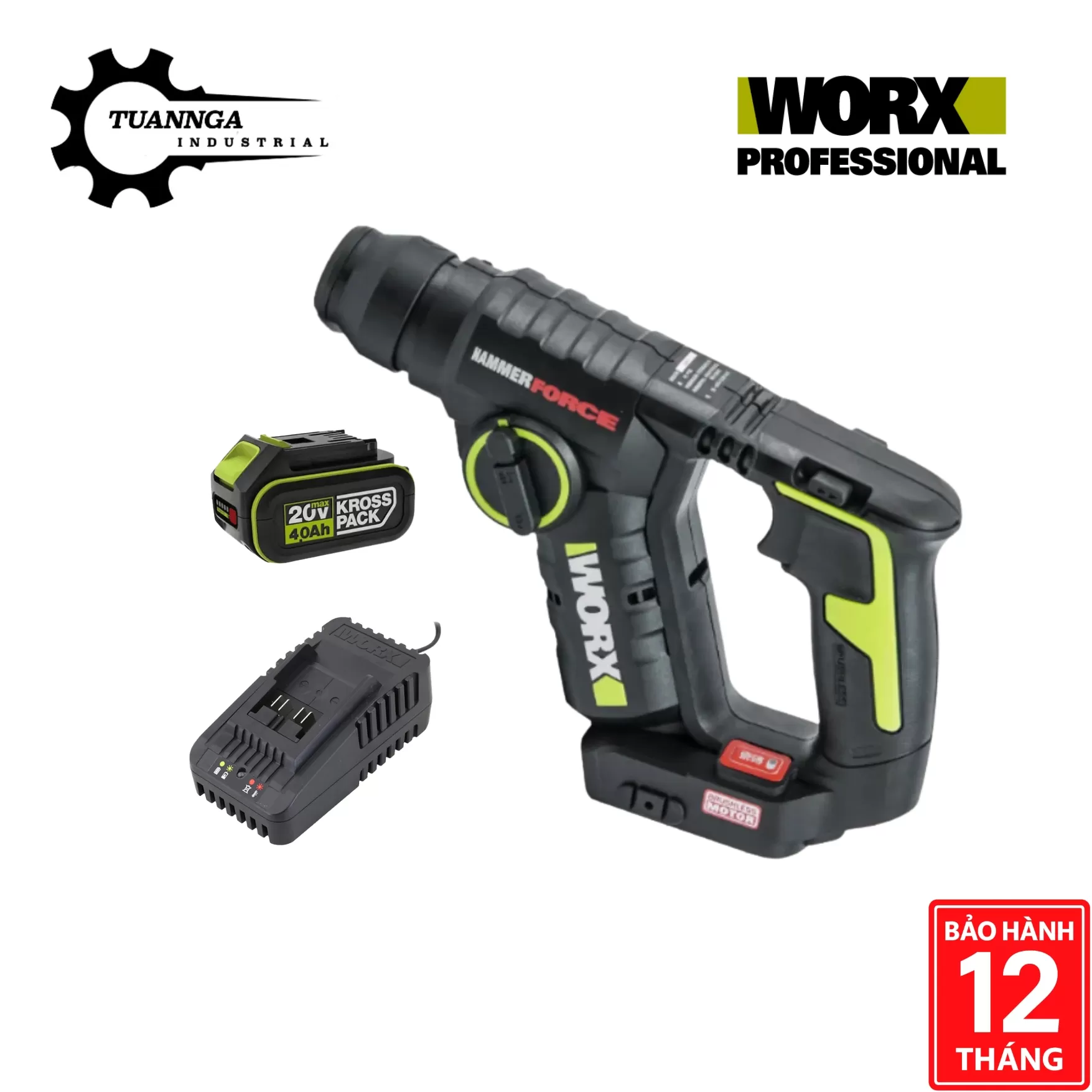 Máy Khoan Đục Bê Tông Dùng Pin 20V Worx WU380S