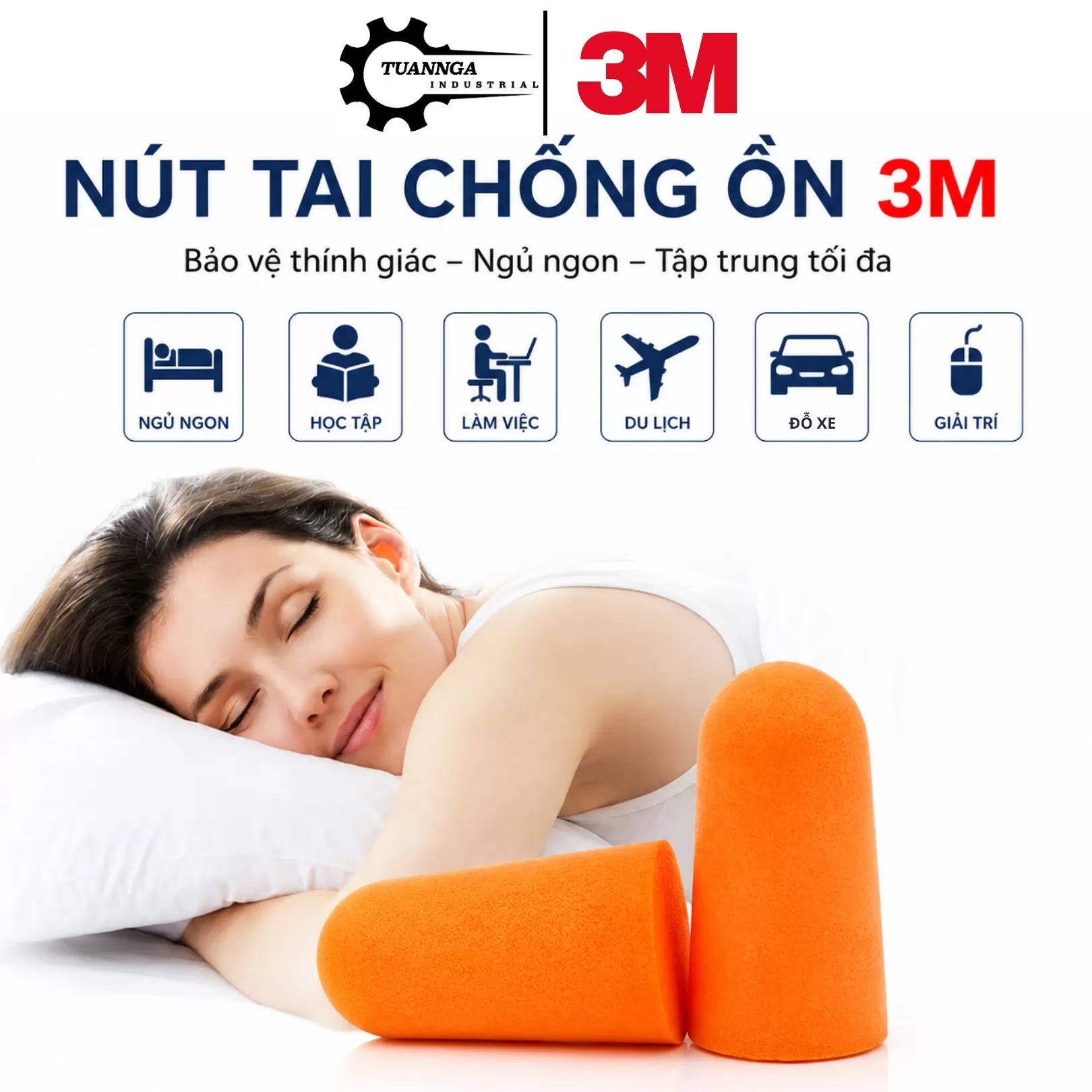 Nút Bịt Tai Chống Ồn 3M 1100 Không Dây (Hộp 200 Cặp)