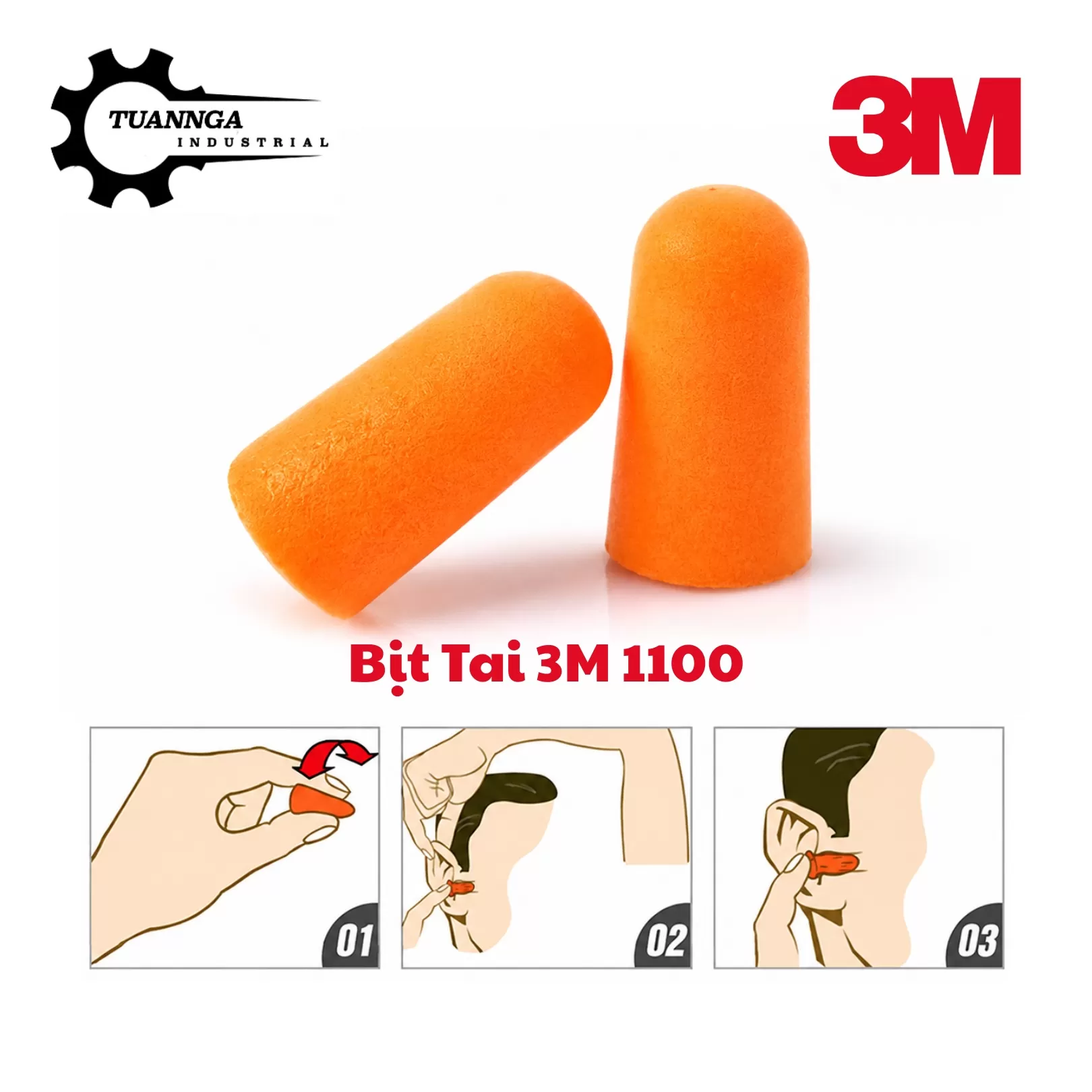 Nút Bịt Tai Chống Ồn 3M 1100 Không Dây (Hộp 200 Cặp)