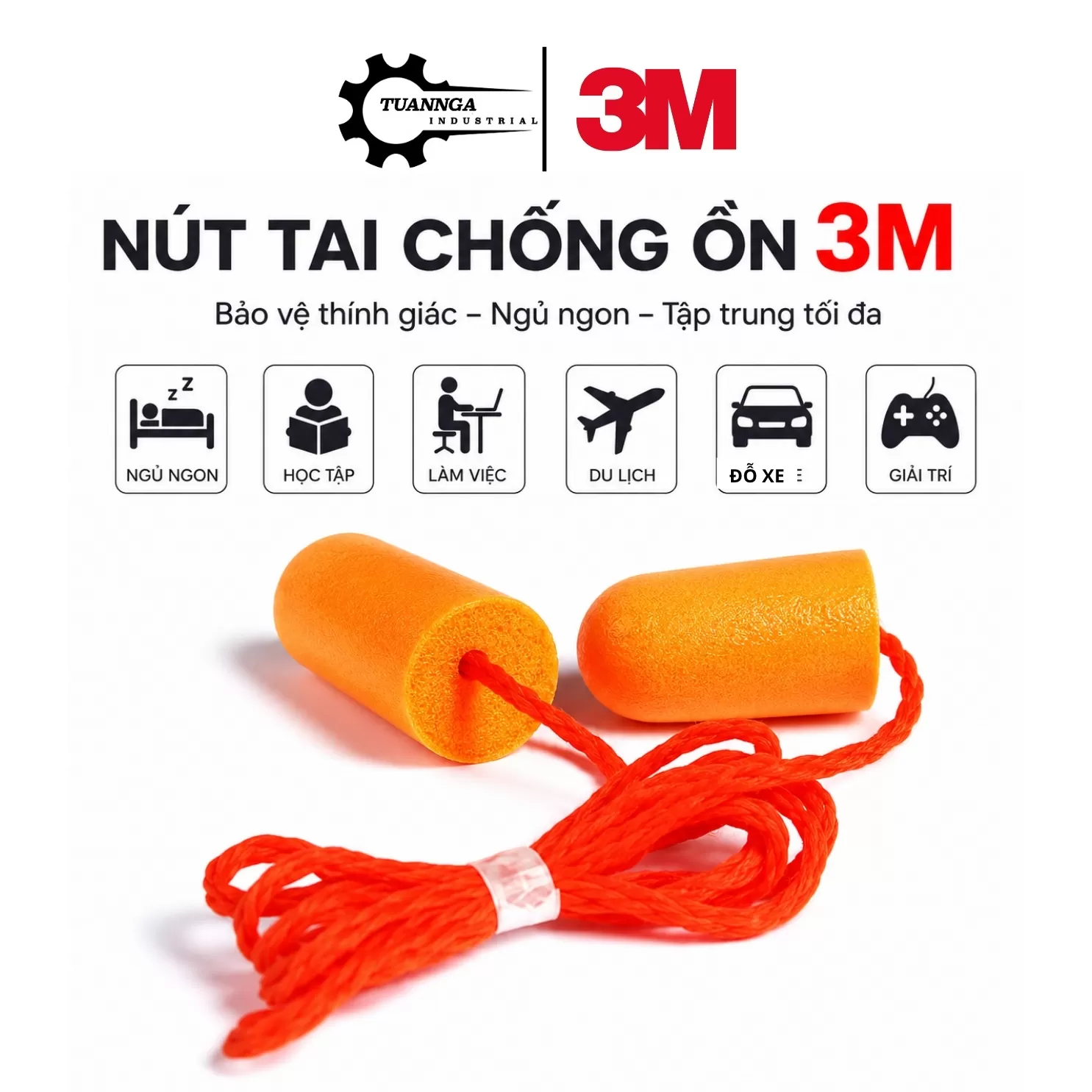 Nút Bịt Tai Chống Ồn 3M 1110 Có Dây (Hộp 100 Cặp)