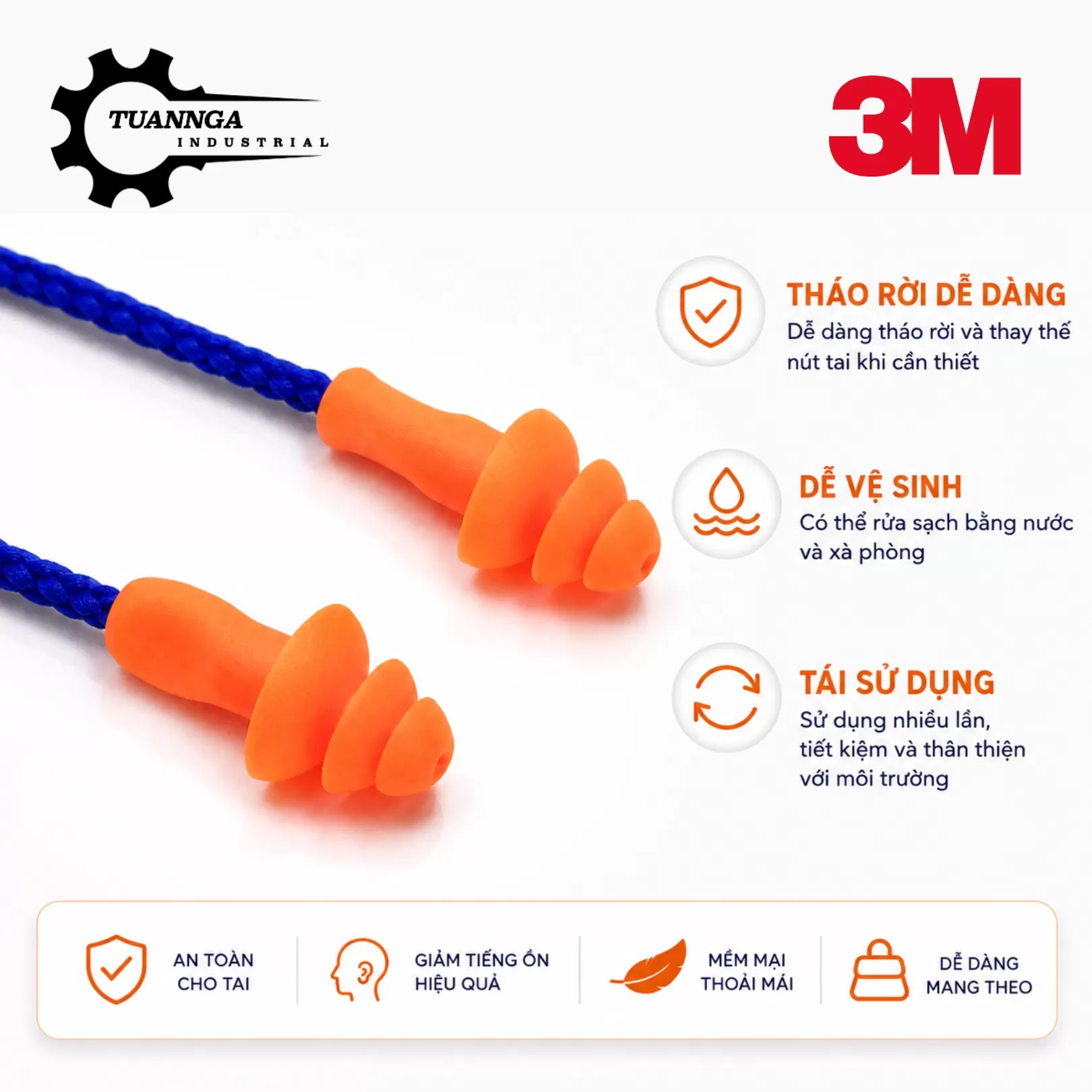 Nút Bịt Tai Chống Ồn 3M 340-4004 Chuẩn ANSI (50 Cặp)
