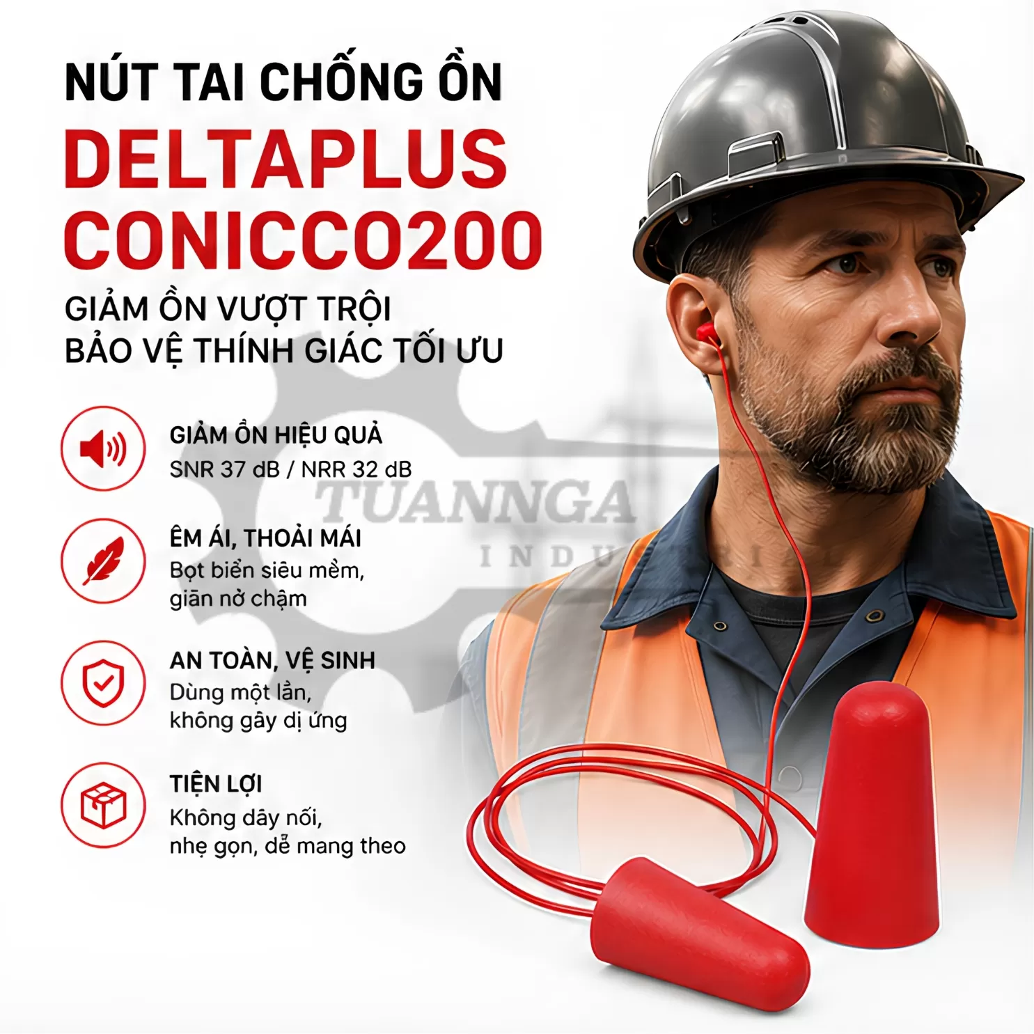 Nút Bịt Tai Chống Ồn Deltaplus CONICCO200 (Có Dây)