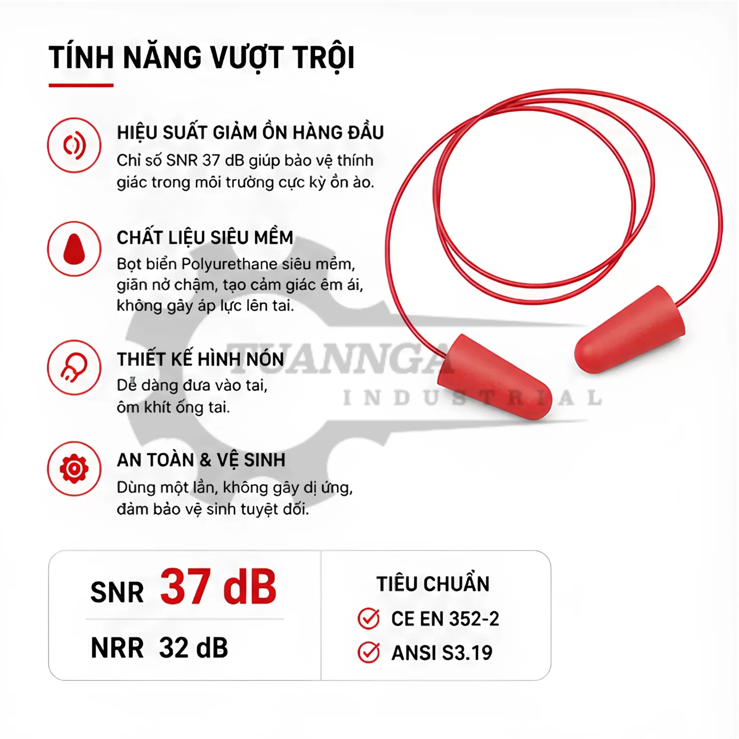Nút Bịt Tai Chống Ồn Deltaplus CONICCO200 (Có Dây)
