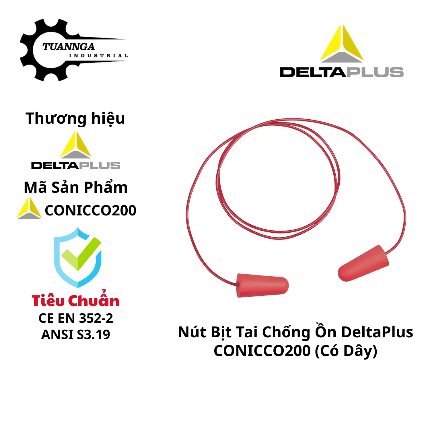 Nút Bịt Tai Chống Ồn Deltaplus CONICCO200 (Có Dây)