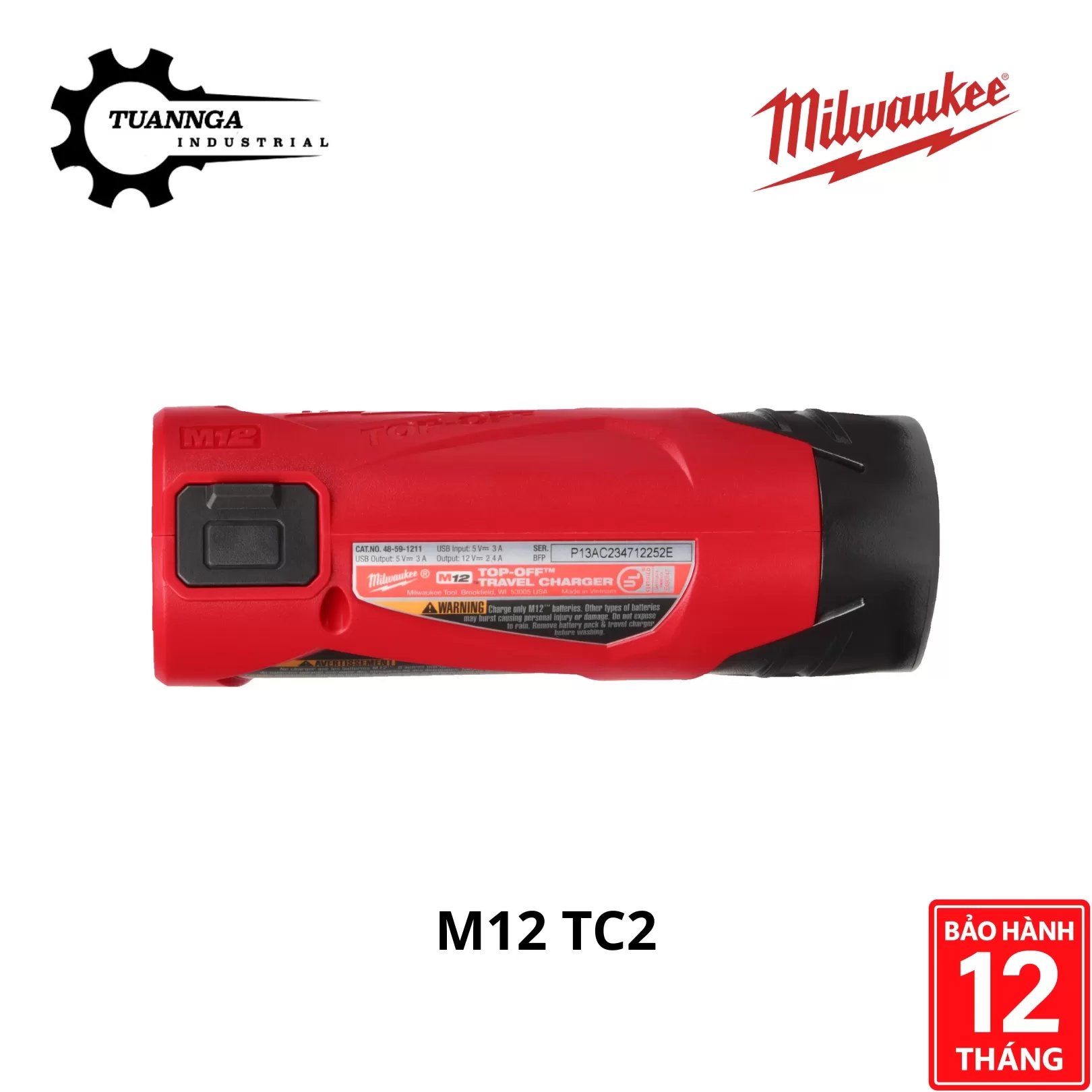 Bộ Sạc Di Động Nhỏ Gọn Milwaukee M12 TC2