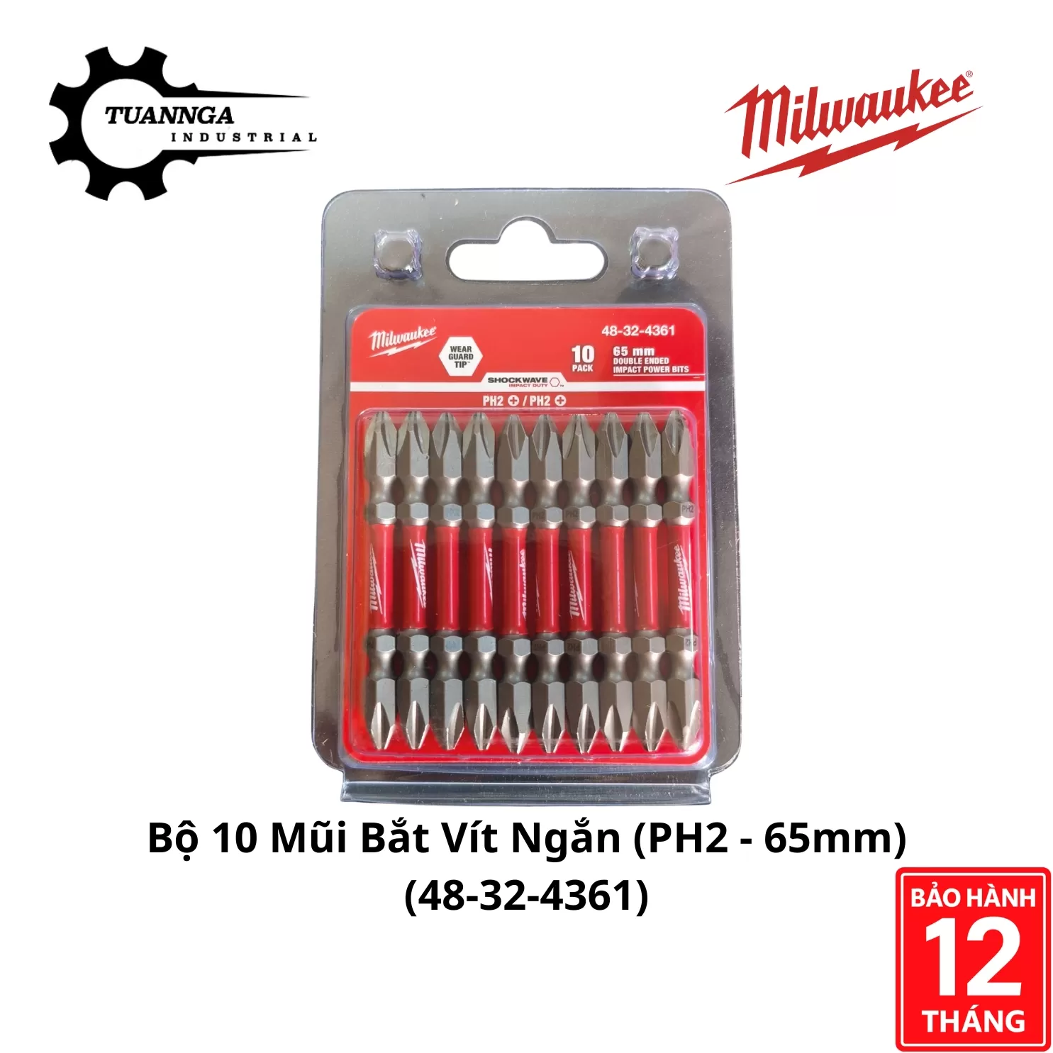 Đầu Vặn Vít Ngắn Milwaukee 48-32-4361 (PH2-65mm)