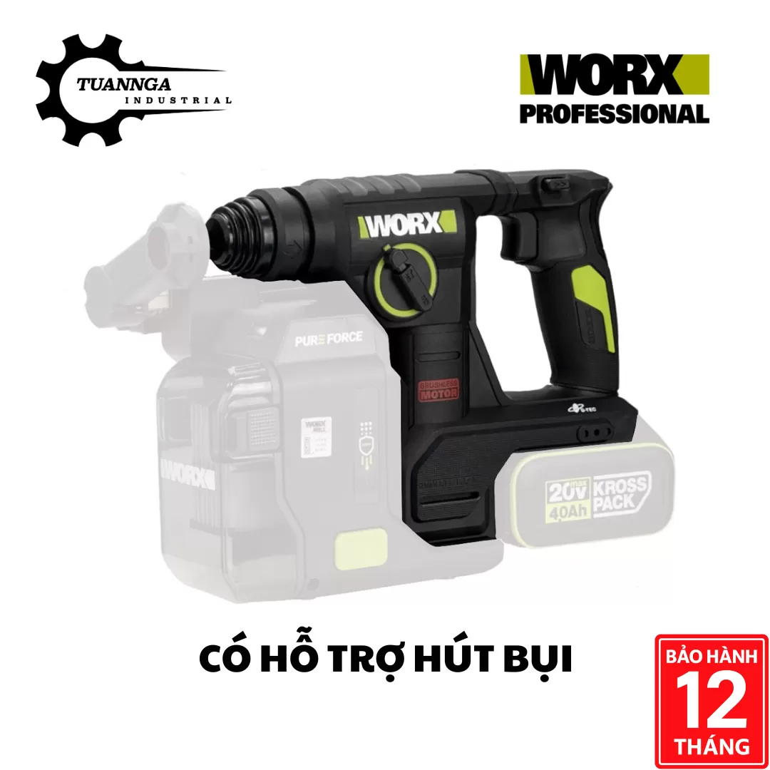 Máy Khoan Đục Bê Tông Pin 20V Worx WU384.9