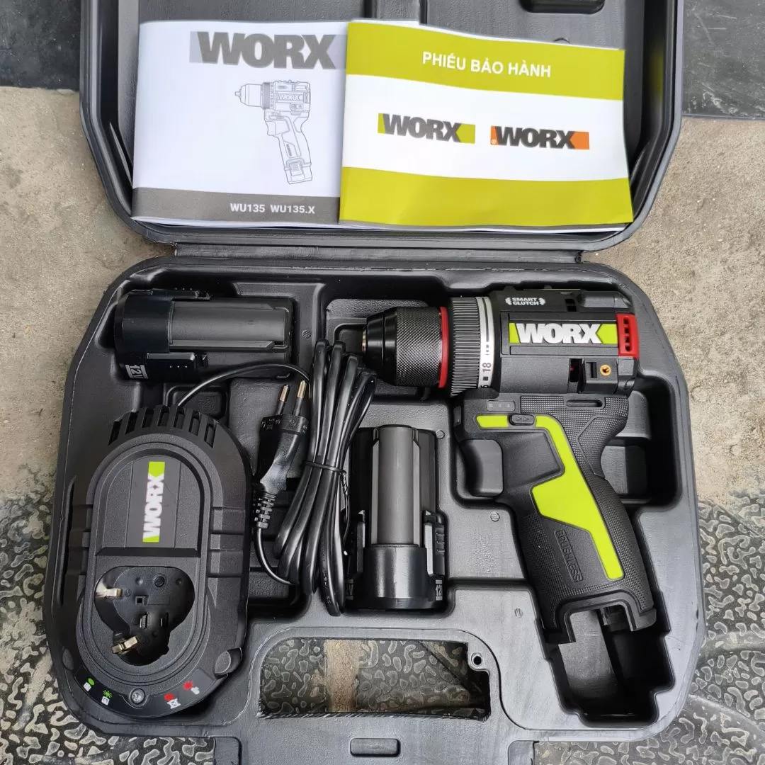 Máy Khoan Vặn Vít Pin 12V Worx WU135T.2 (Có Búa)